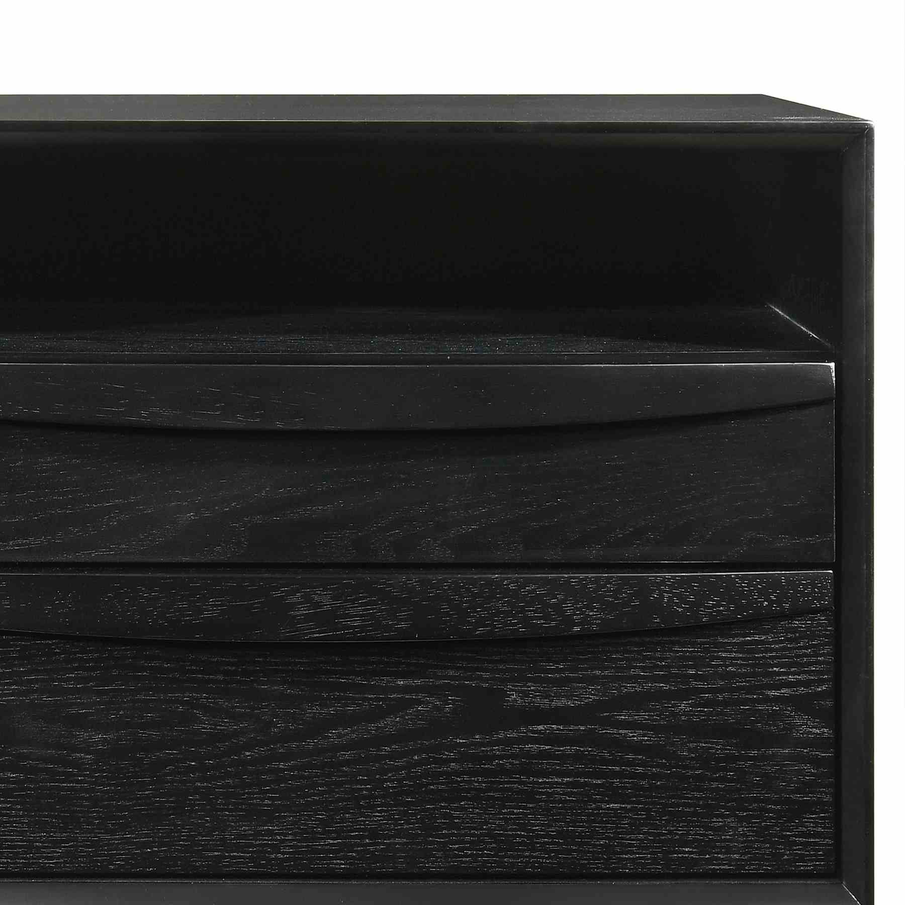 Artemio 2 Drawer Wood Nightstand with Shelf in Black Finish - Image 9