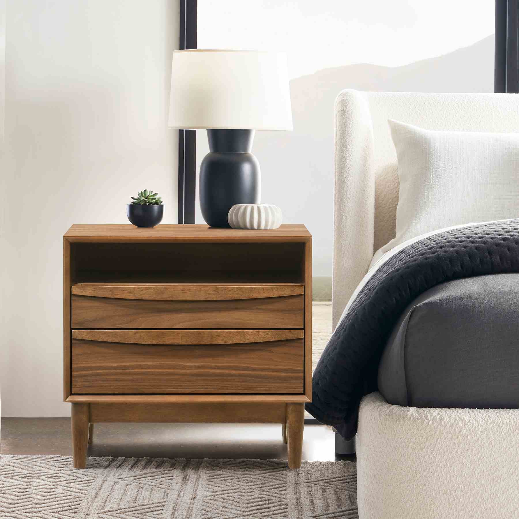 Artemio 2 Drawer Wood Nightstand with Shelf in Walnut Finish - Image 11