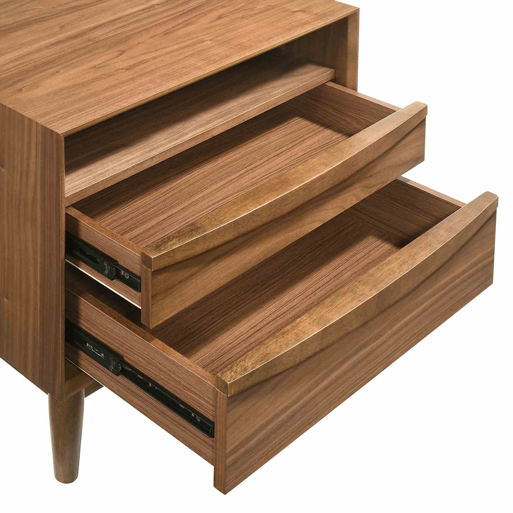 Artemio 2 Drawer Wood Nightstand with Shelf in Walnut Finish - Image 8
