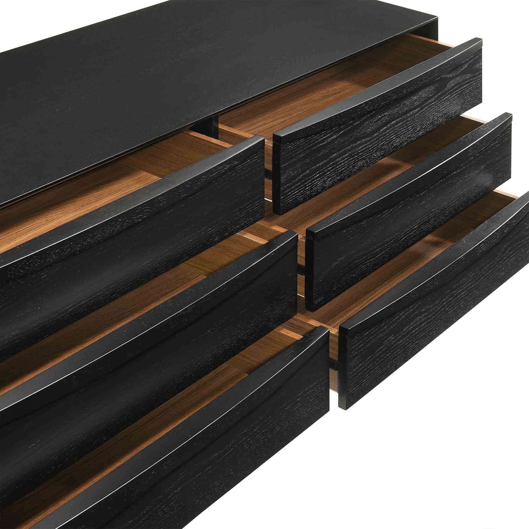 Artemio 6 Drawer Wood Dresser in Black Finish - Image 8