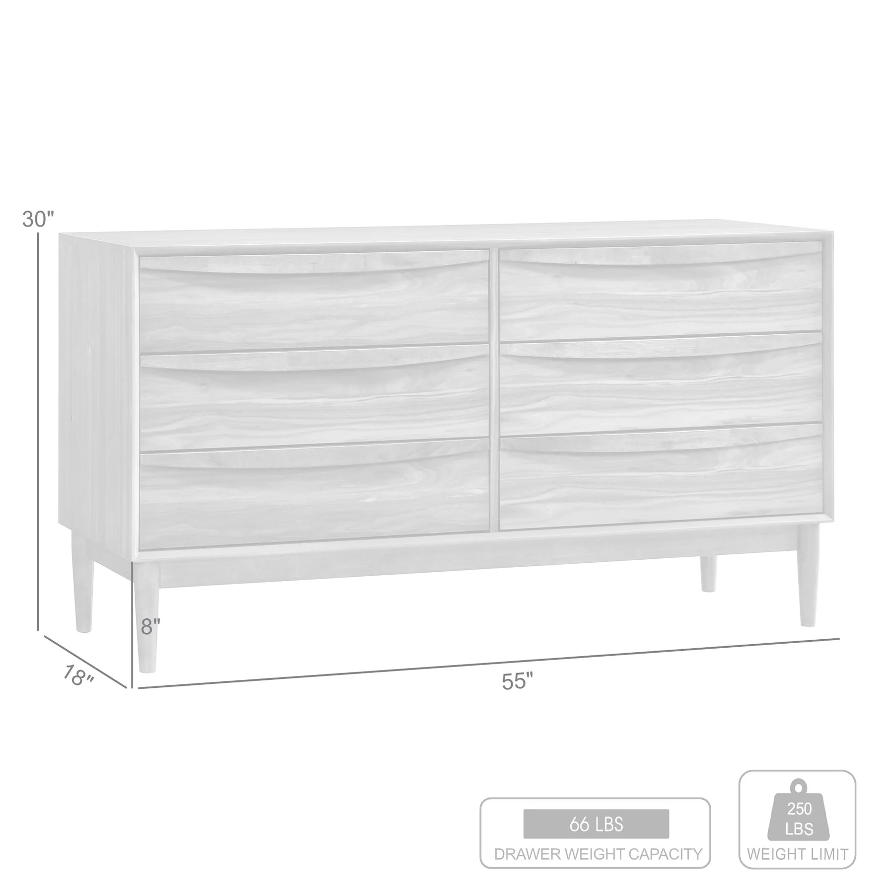 Artemio 6 Drawer Wood Dresser in Walnut Finish - Image 10