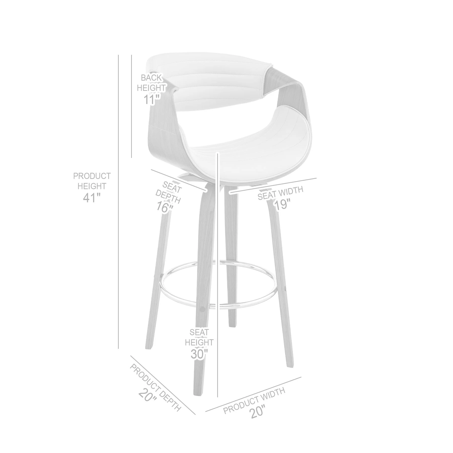 Arya 30" Swivel Bar Stool in Cream Faux Leather and Walnut Wood - Image 8
