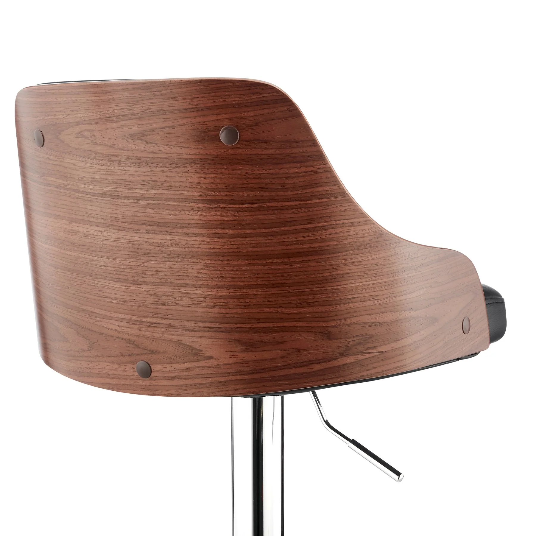 Asher Adjustable Black Faux Leather and Chrome Finish Bar Stool - Image 7