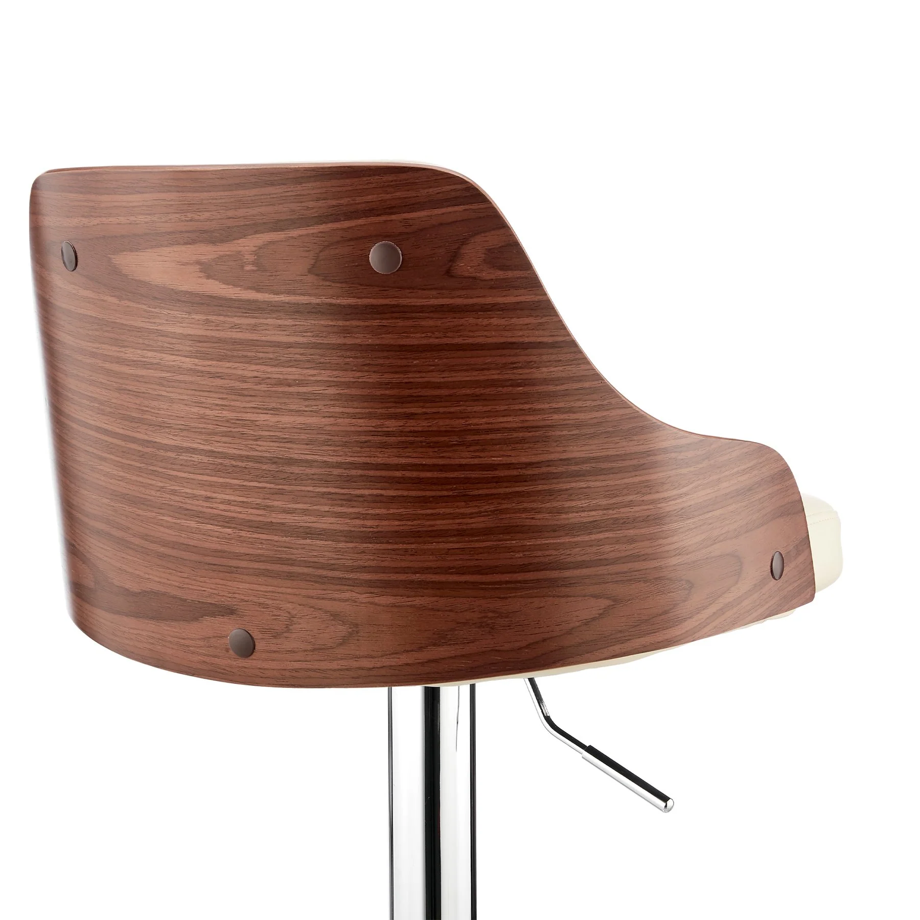 Asher Adjustable Cream Faux Leather and Chrome Finish Bar Stool - Image 7