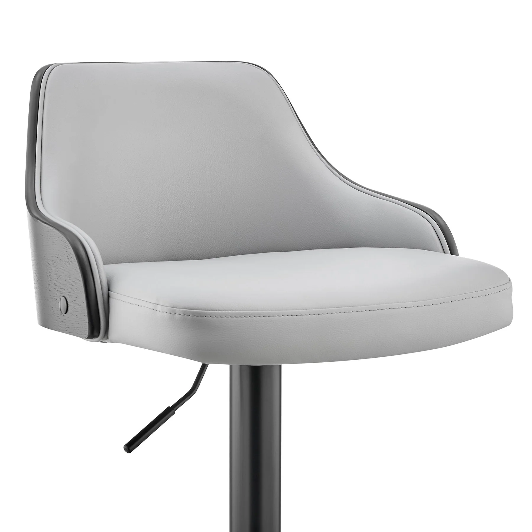 Asher Adjustable Gray Faux Leather and Black Finish Bar Stool - Image 6