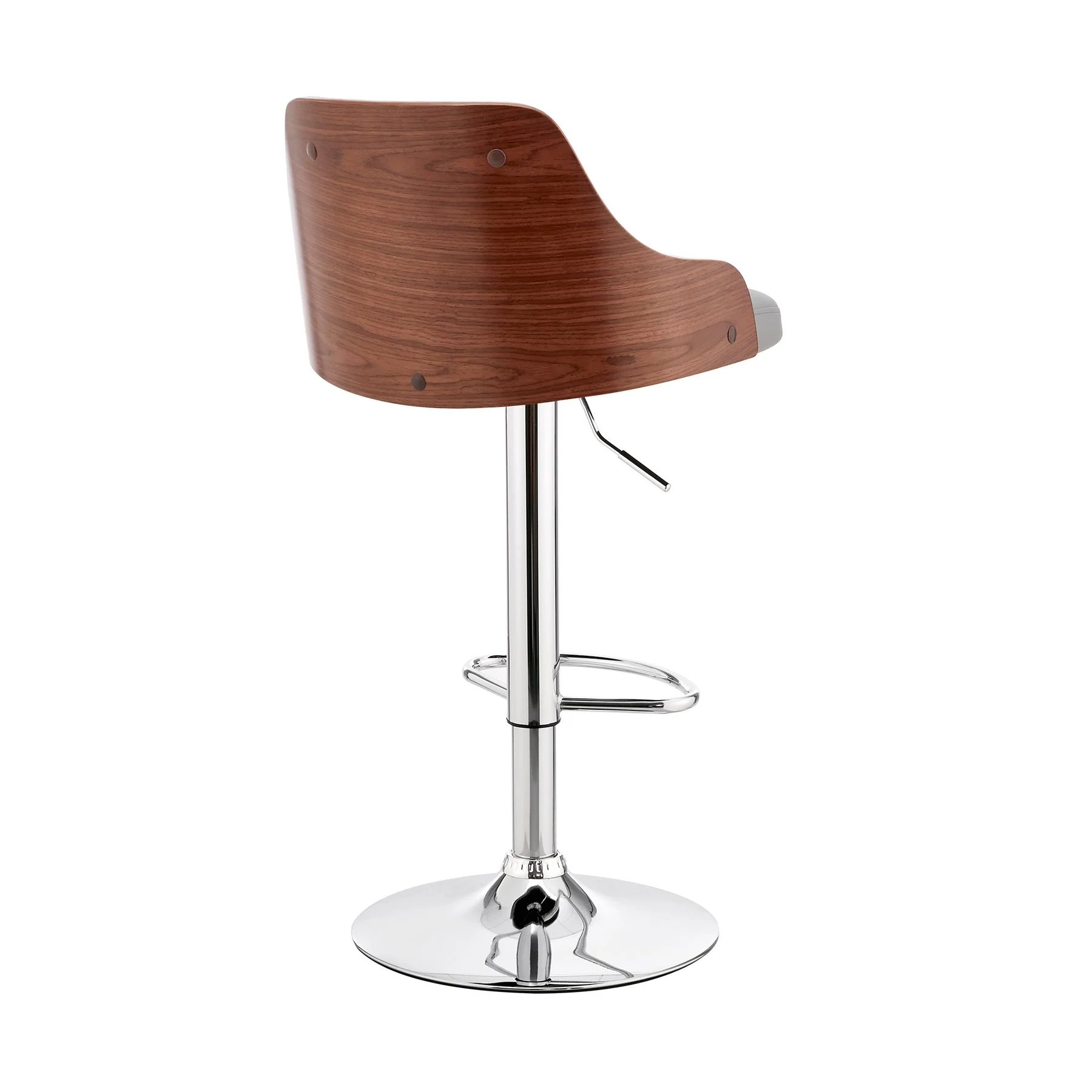 Asher Adjustable Gray Faux Leather and Chrome Finish Bar Stool - Image 4