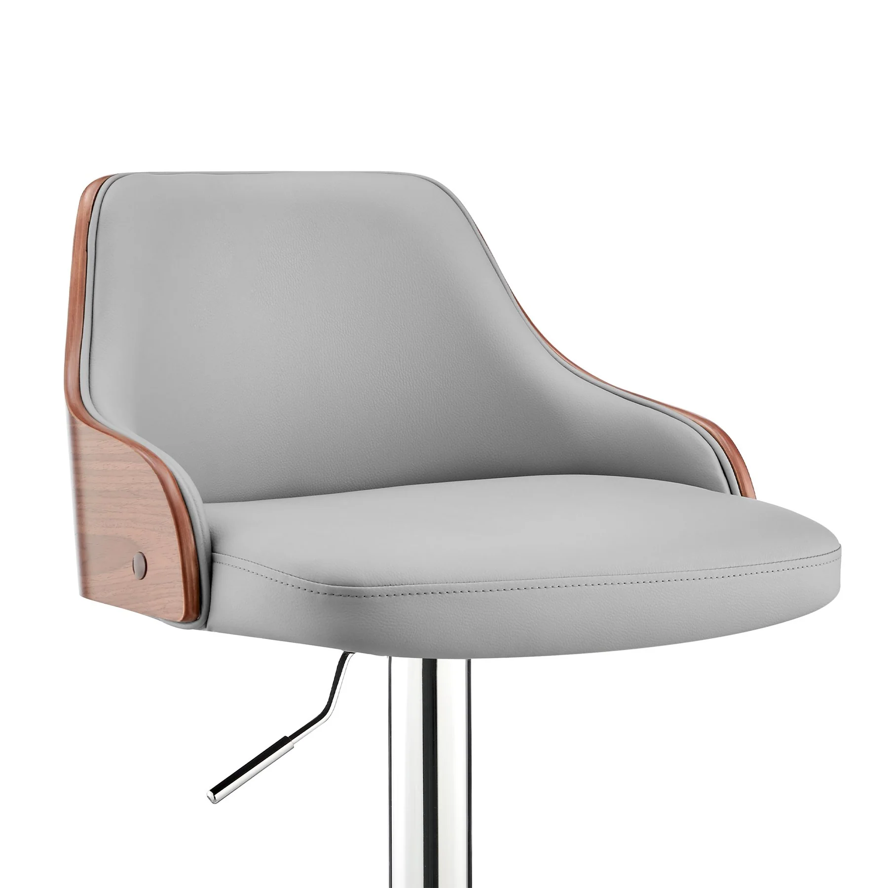 Asher Adjustable Gray Faux Leather and Chrome Finish Bar Stool - Image 6