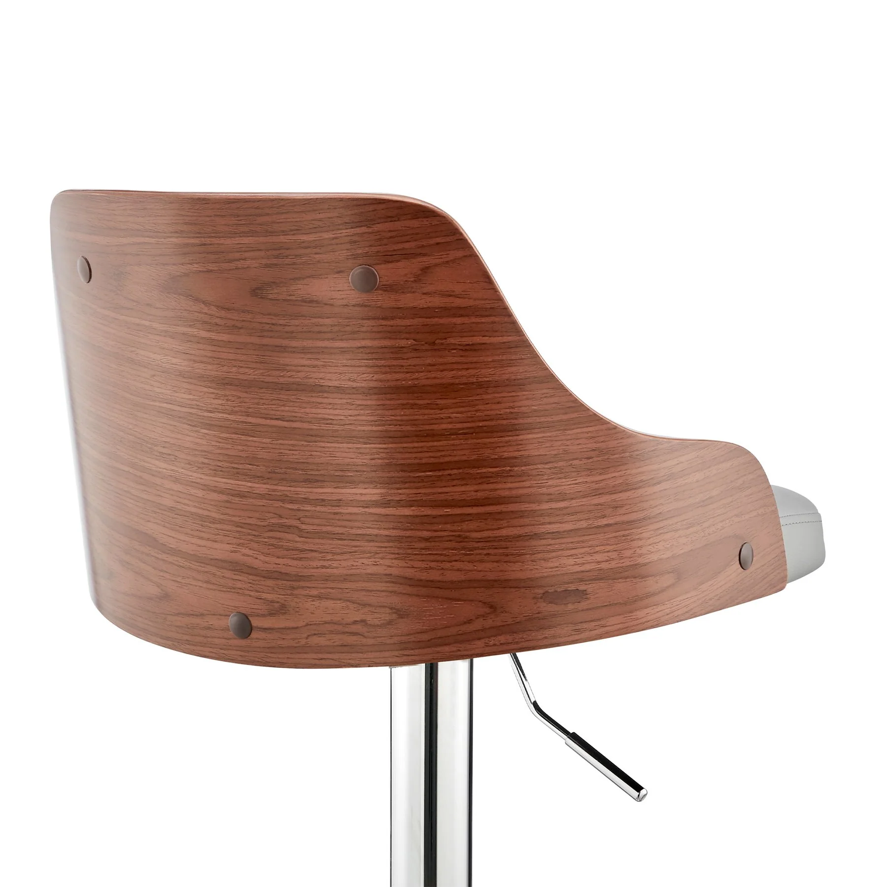 Asher Adjustable Gray Faux Leather and Chrome Finish Bar Stool - Image 7