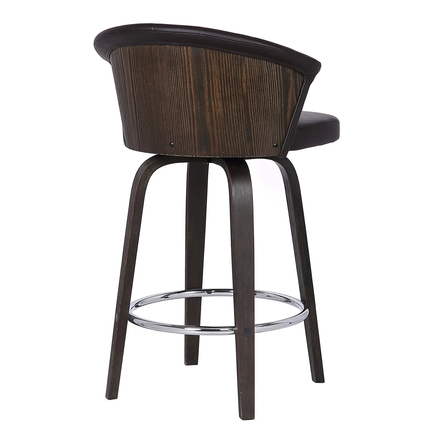 Ashley Wood Back 26" Swivel Brown Faux Leather Bar Stool - Image 4
