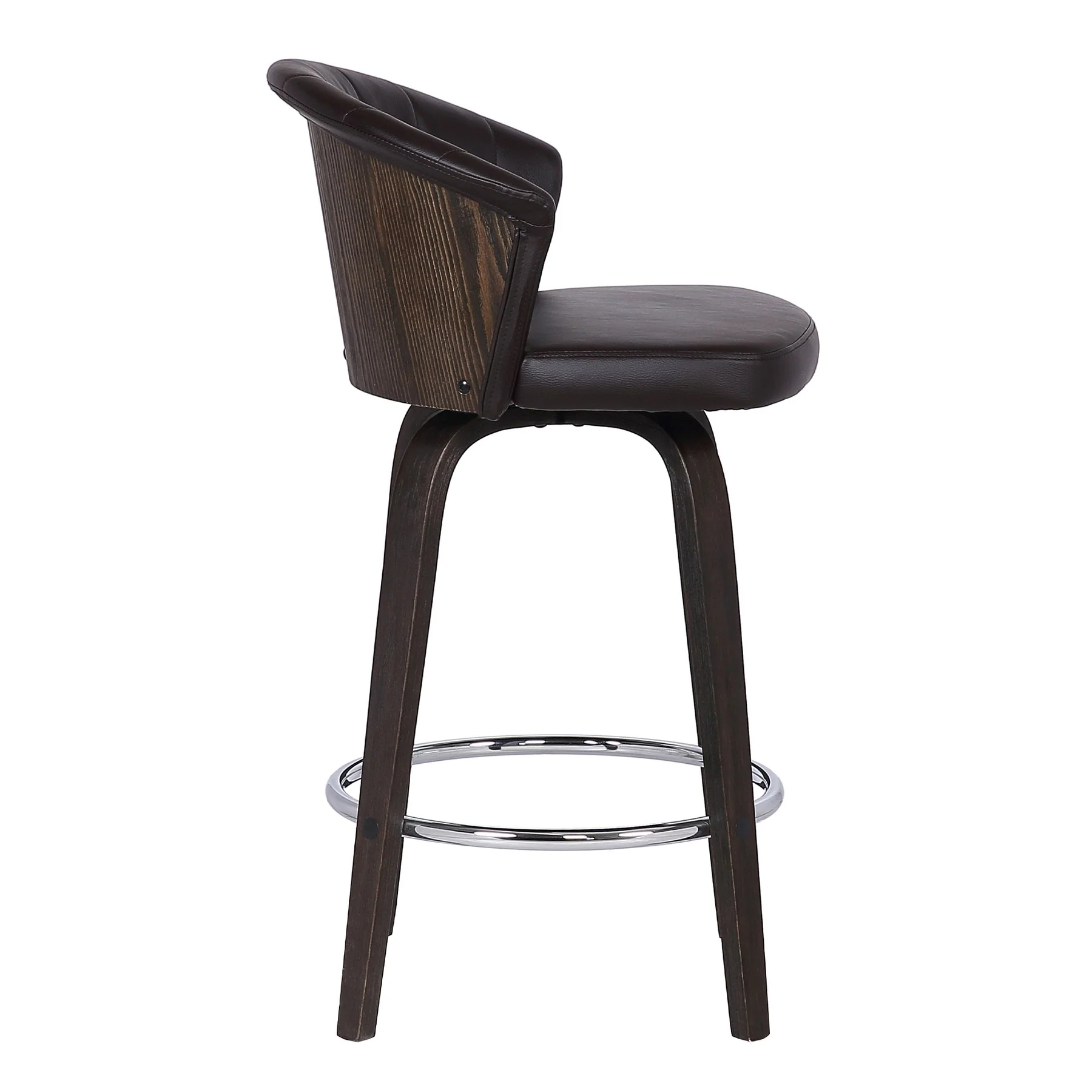 Ashley Wood Back 30" Swivel Brown Faux Leather Bar Stool - Image 3
