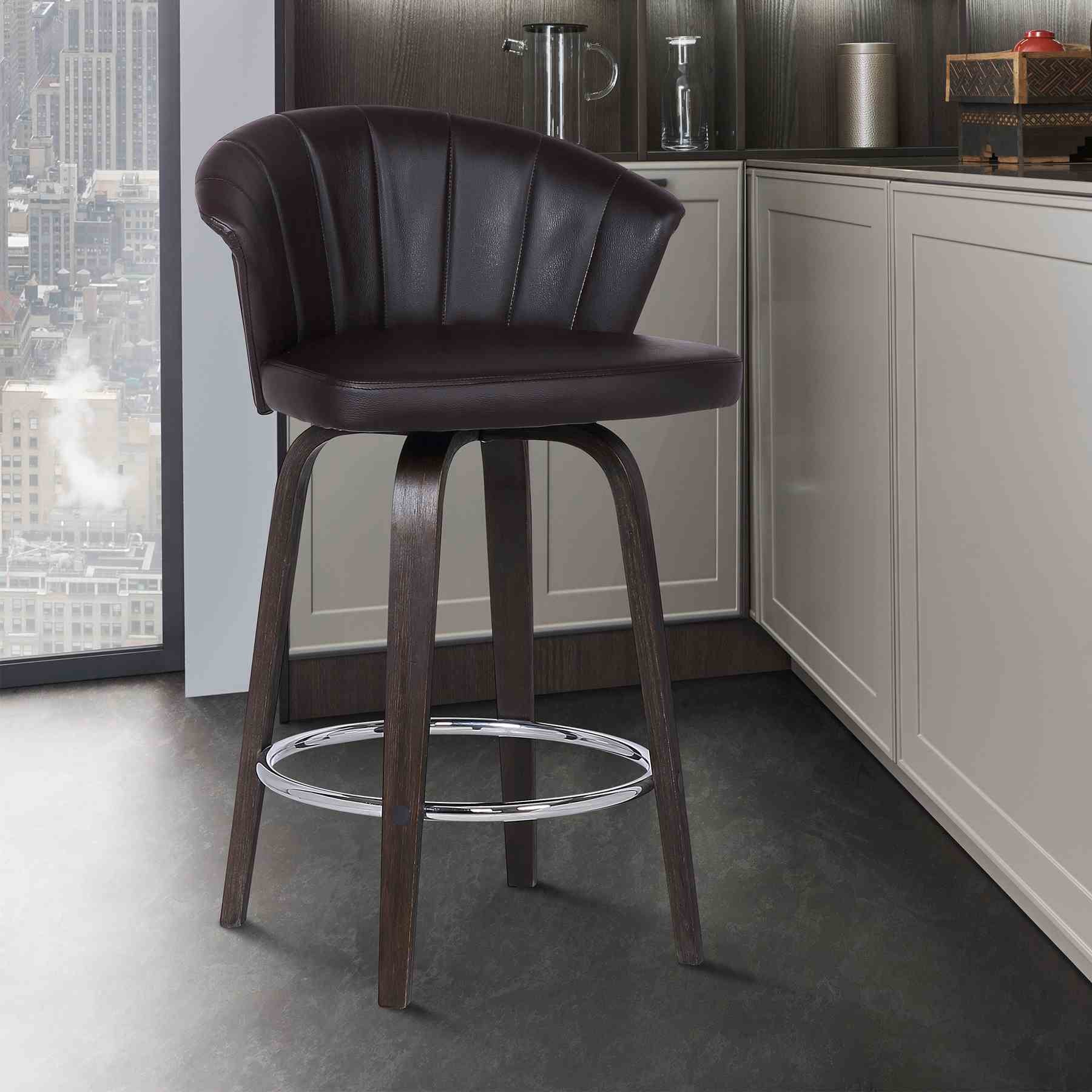 Ashley Wood Back 30" Swivel Brown Faux Leather Bar Stool - Image 6