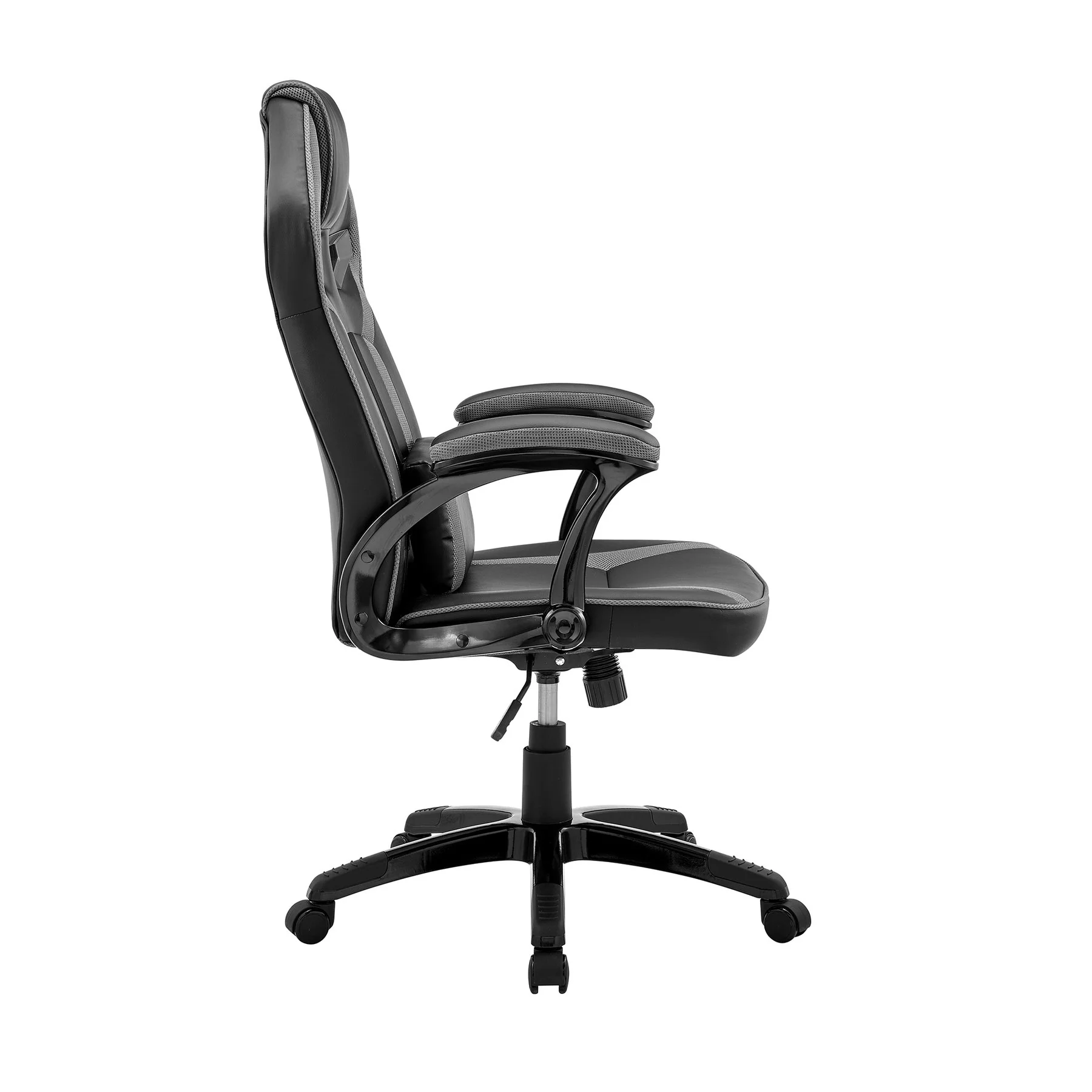 Aspect Adjustable Racing Gaming Chair in Black Faux Leather and Dark Gray Mesh with Lumbar Support Pillow - Image 3