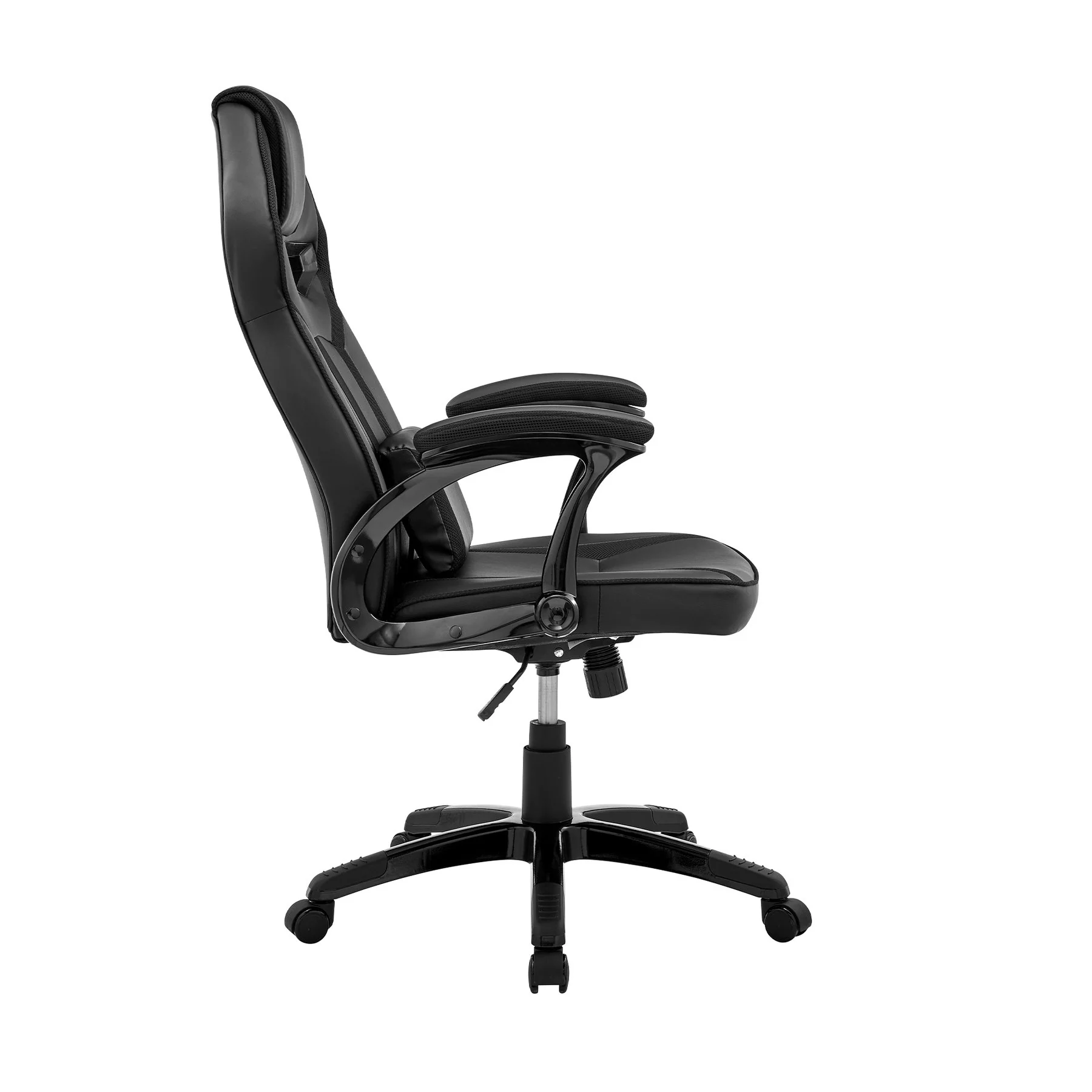 Aspect Adjustable Racing Gaming Chair in Black Faux Leather and Mesh with Lumbar Support Pillow - Image 3