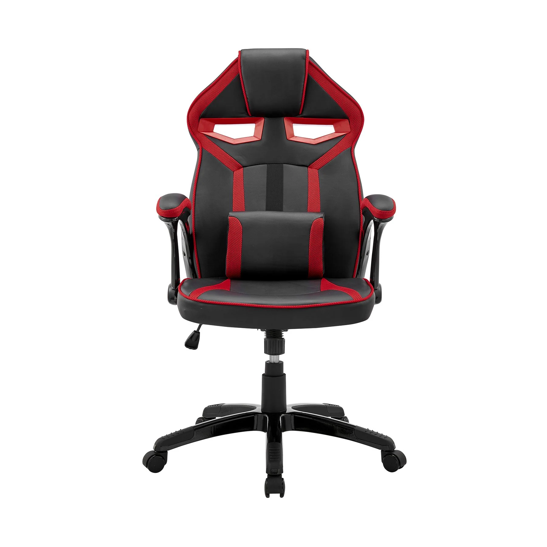 Aspect Adjustable Racing Gaming Chair in Black Faux Leather and Red Mesh with Lumbar Support Pillow - Image 2