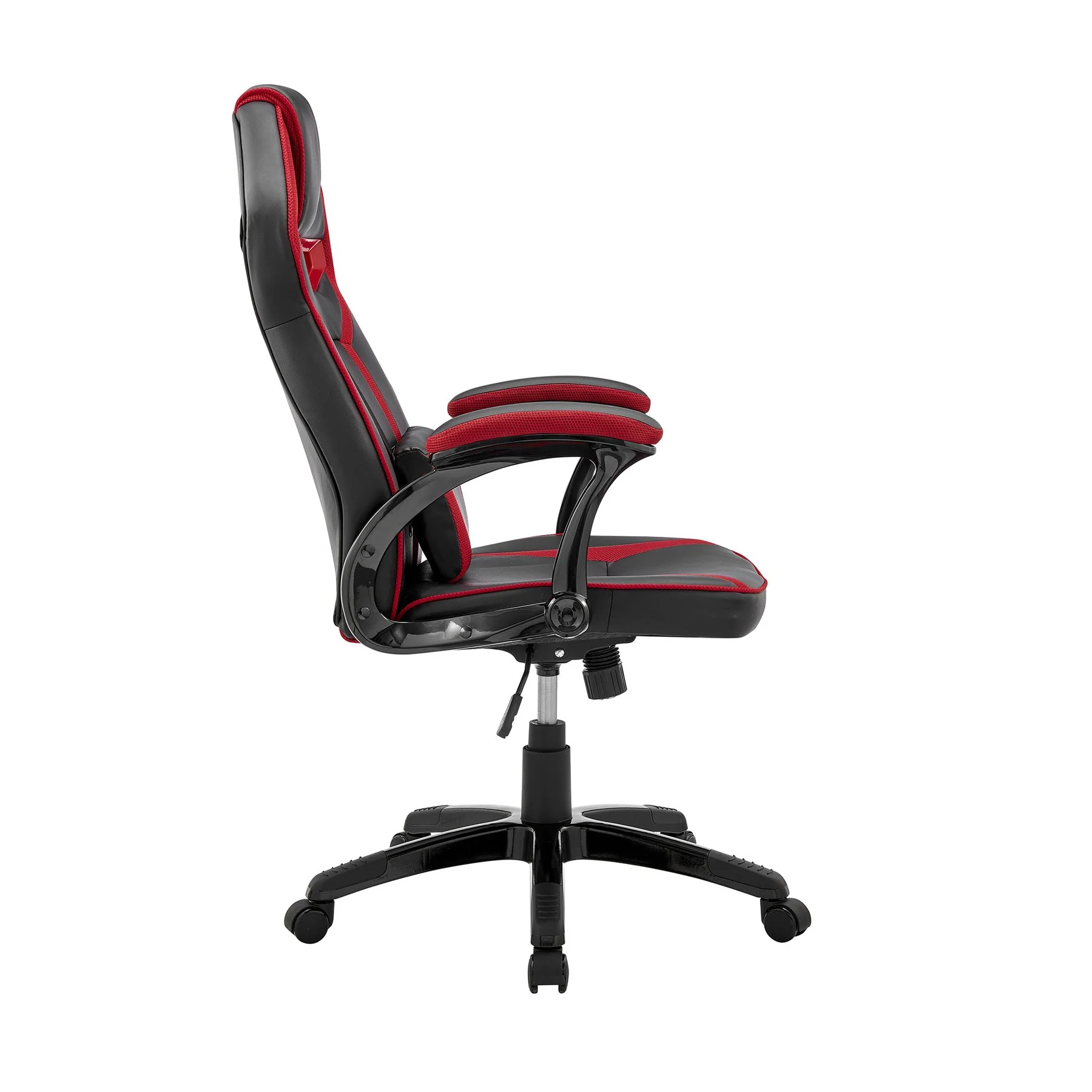 Aspect Adjustable Racing Gaming Chair in Black Faux Leather and Red Mesh with Lumbar Support Pillow - Image 3