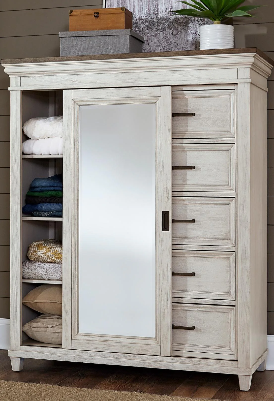 Aspenhome Caraway Sliding Door Chest in Aged Ivory - Image 2
