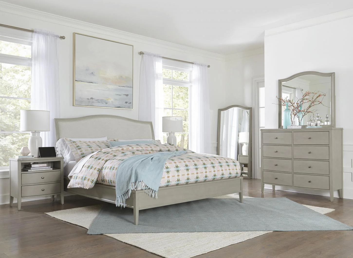 Aspenhome Furniture Charlotte Queen Upholstered Sleigh Bed in Shale - Image 4
