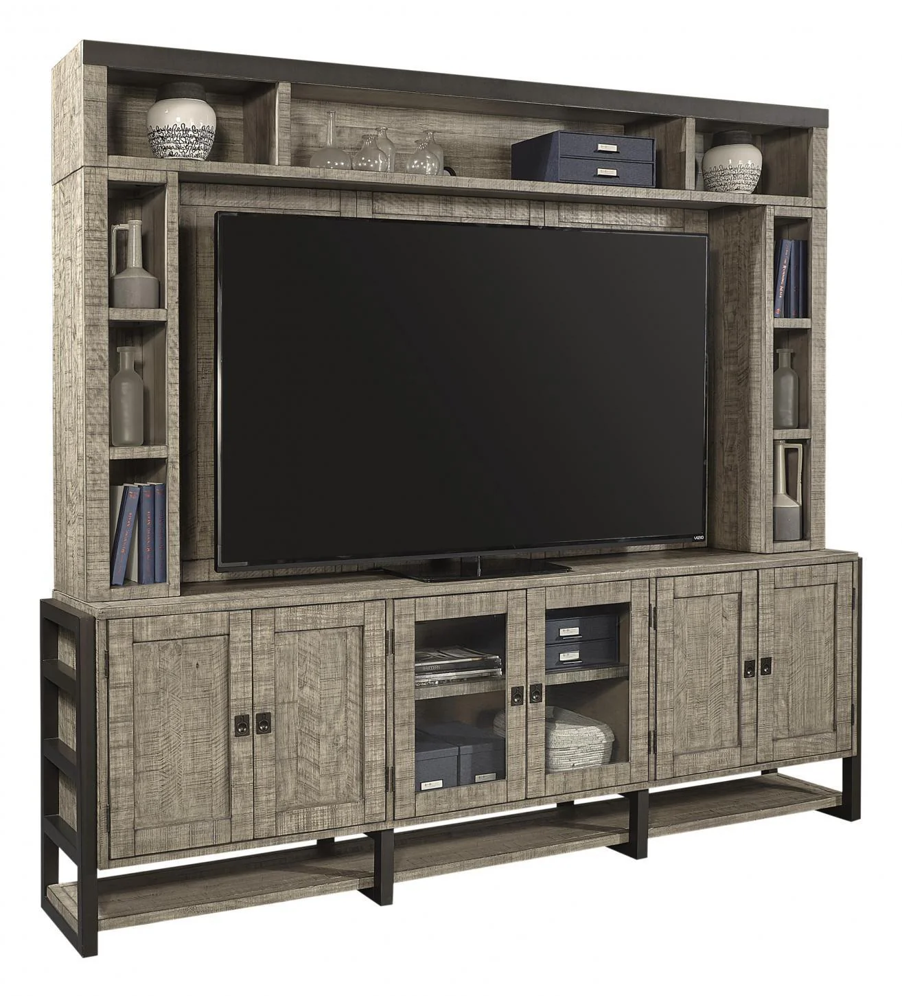 Aspenhome Furniture Grayson 96" Console and Hutch in Cinder Grey - Image 2