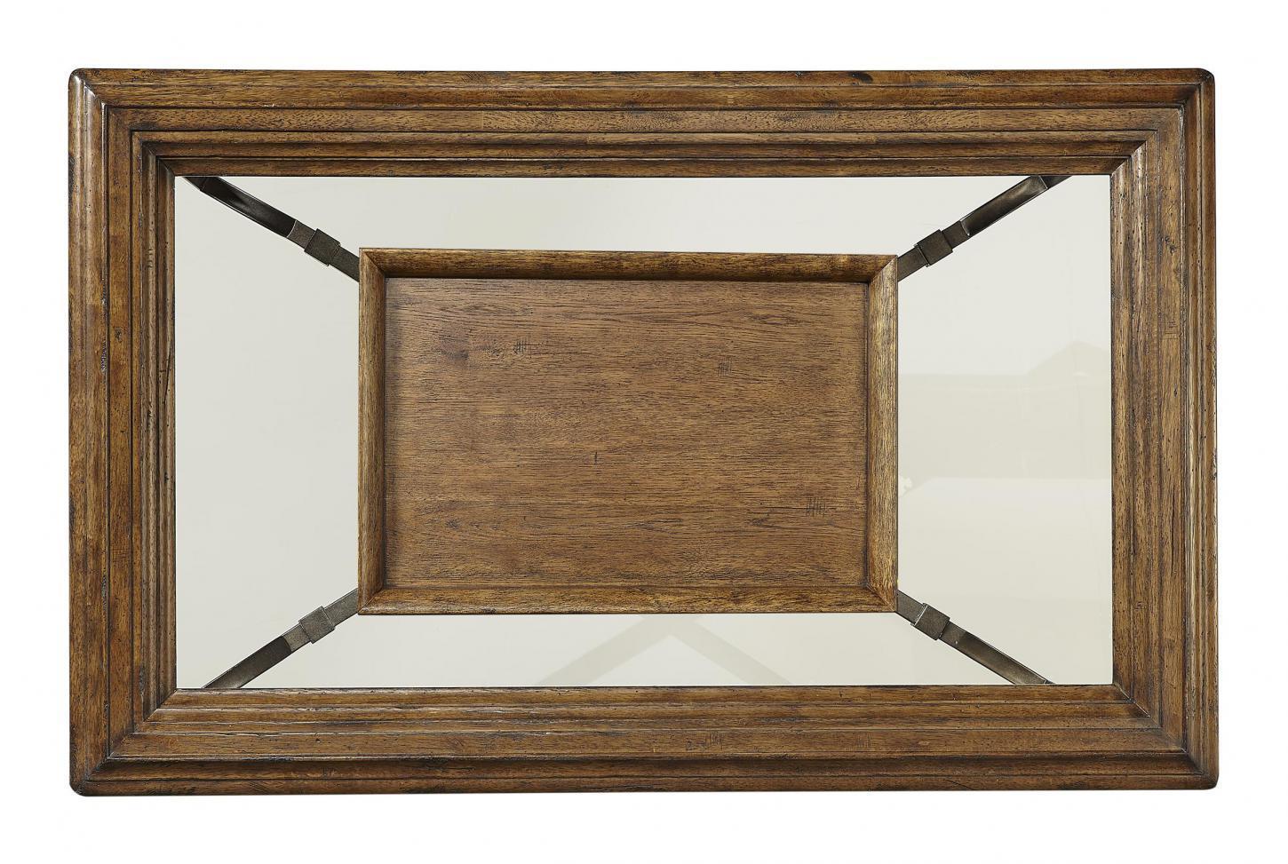 Aspenhome Furniture Mosaic Cocktail Table with Glass Top in Pecan - Image 2
