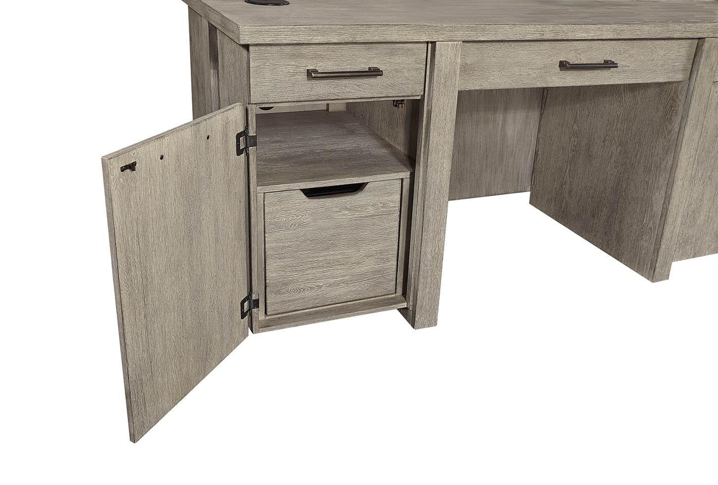 Aspenhome Furniture Platinum Credenza and Hutch in Gray Linen I251-316-317 - Image 3