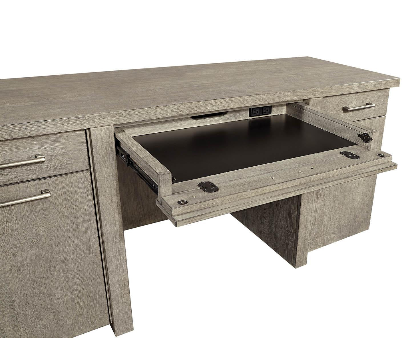 Aspenhome Furniture Platinum Credenza and Hutch in Gray Linen I251-316-317 - Image 4