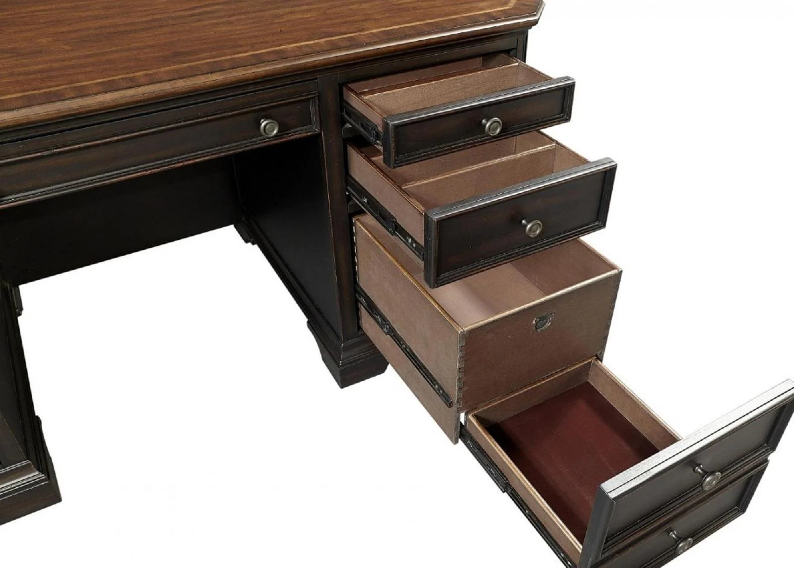 Aspenhome Hampton 66" Executive Desk in Black Cherry - Image 3