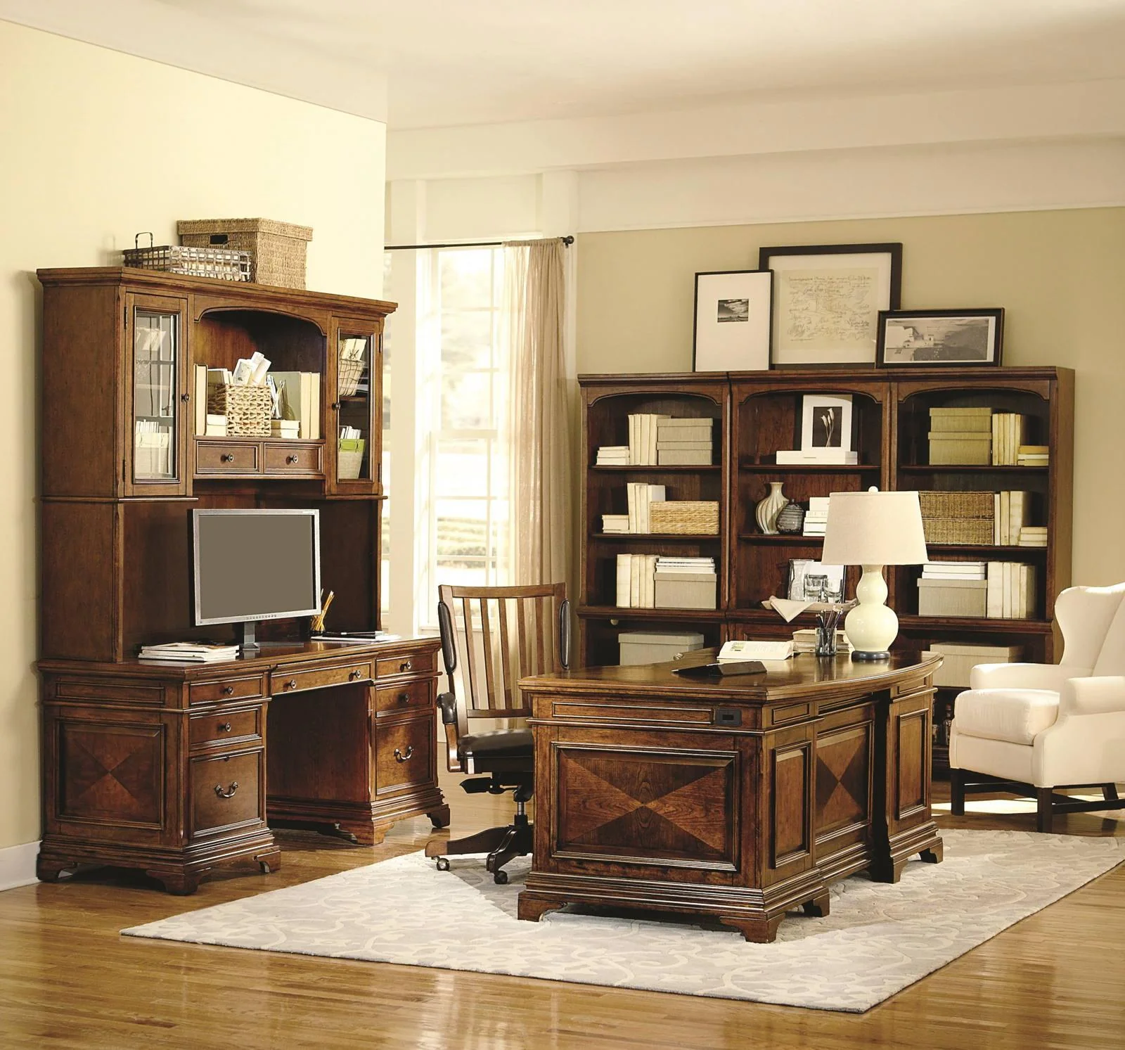 Aspenhome Hawthorne 66" Credenza and Hutch in Brown Cherry - Image 4