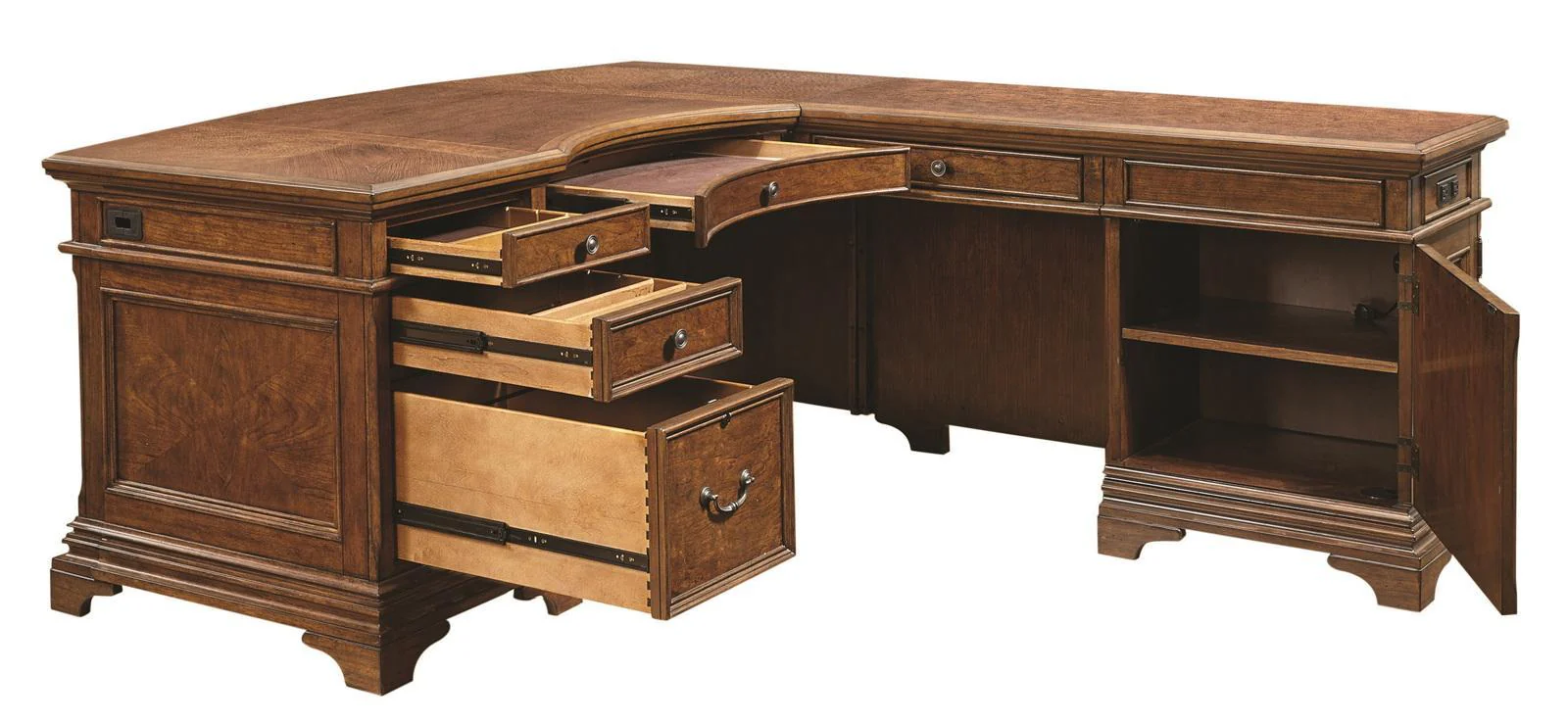 Aspenhome Hawthorne Desk and Reversible Return in Brown Cherry - Image 2