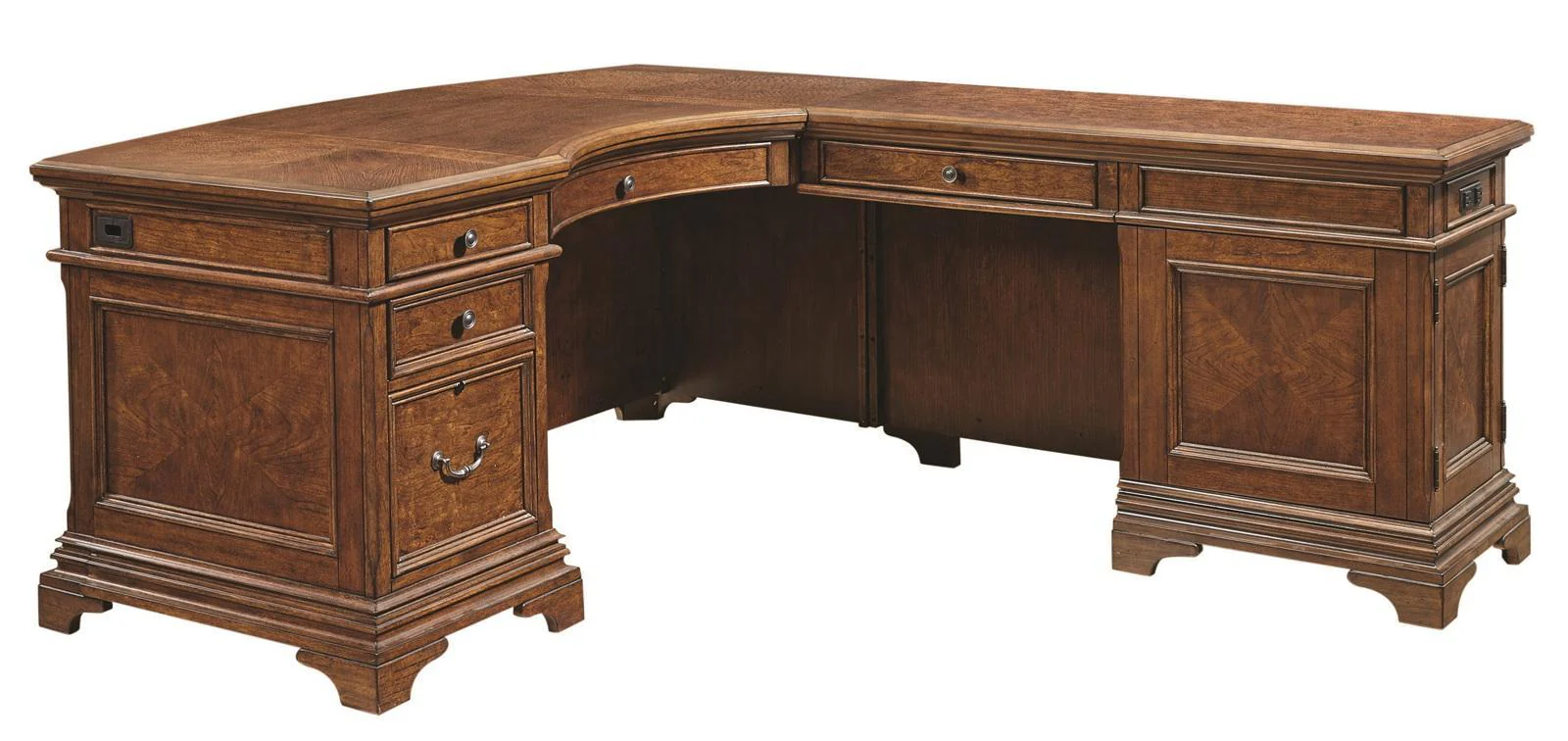 Aspenhome Hawthorne Desk and Reversible Return in Brown Cherry - Image 3