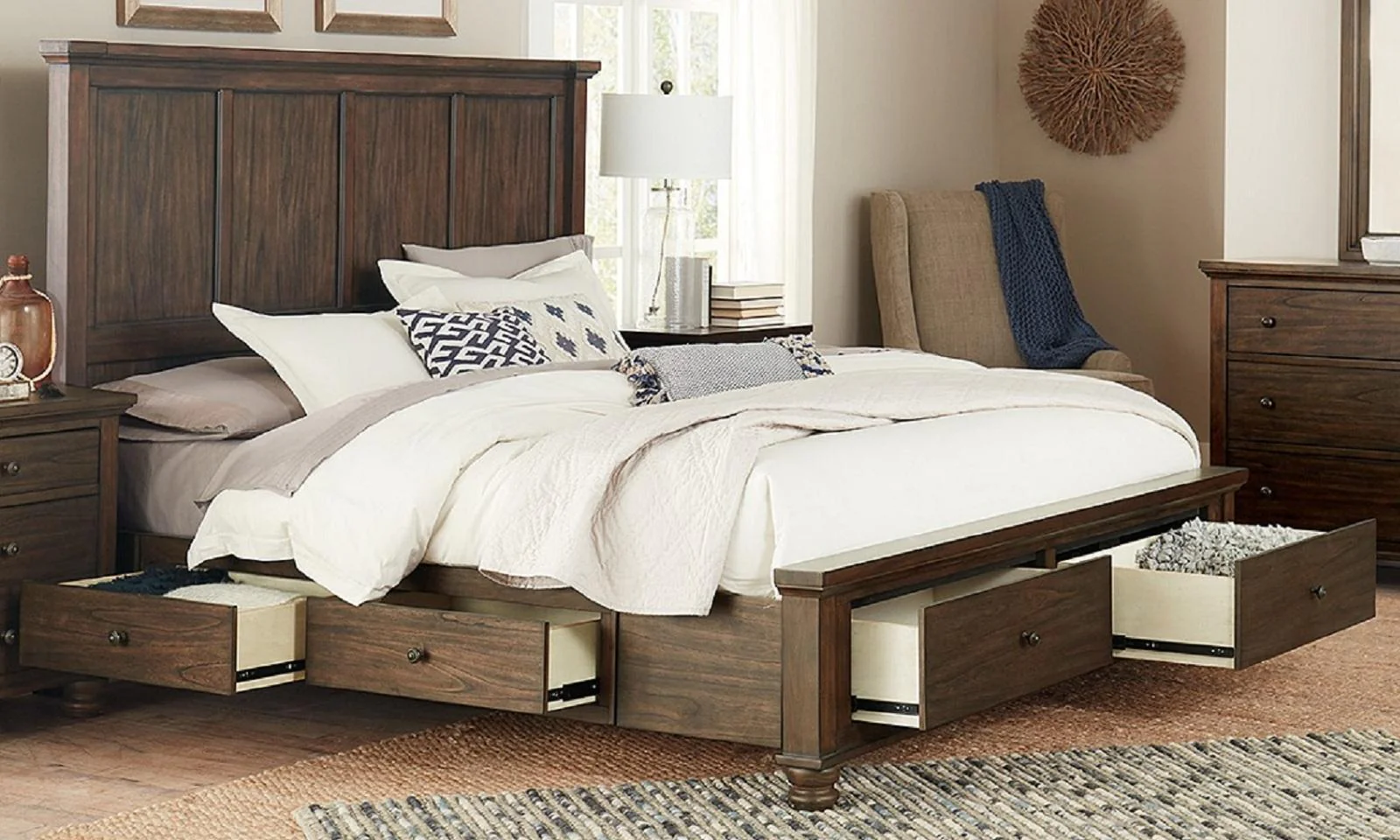 Aspenhome Hudson Valley Queen Panel Side Storage Bed in Chestnut - Image 4