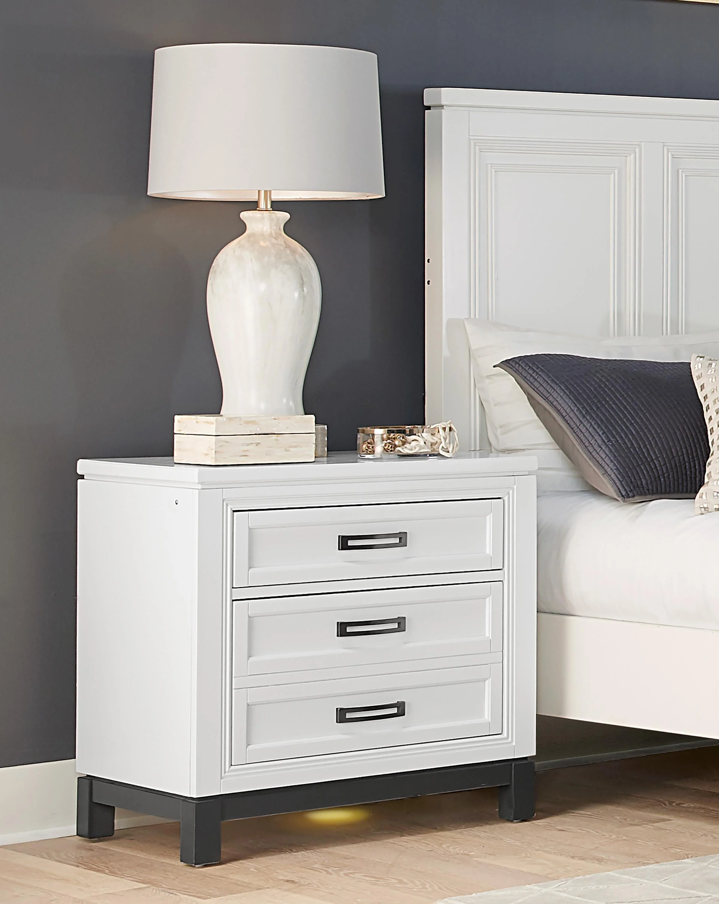 Aspenhome Hyde Park Liv360 2 Drawer Nightstand in White - Image 2