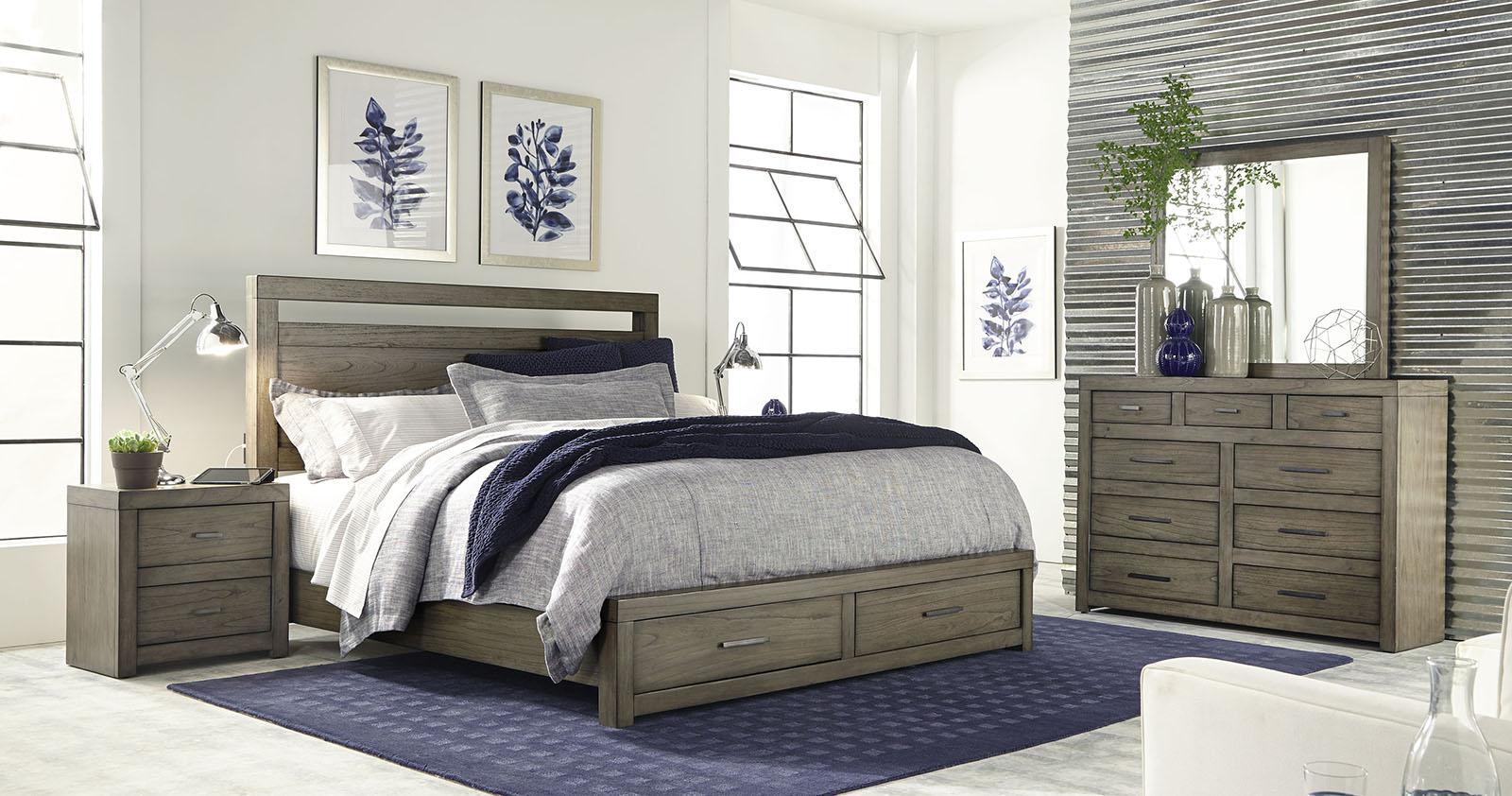 Aspenhome Modern Loft Queen Panel Storage Bed in Greystone - Image 3