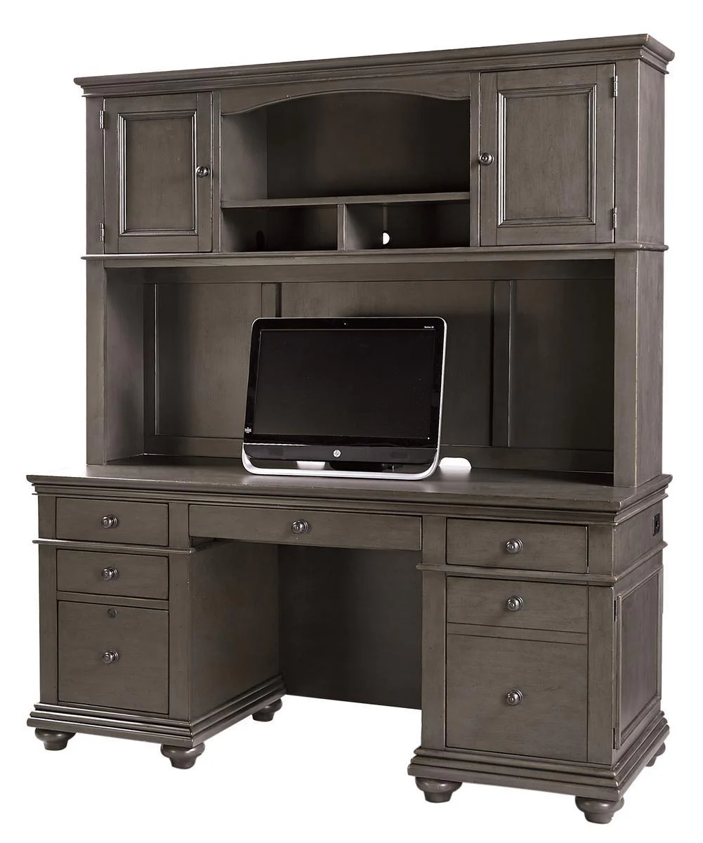 Aspenhome Oxford 66" Credenza Desk in Peppercorn - Image 2