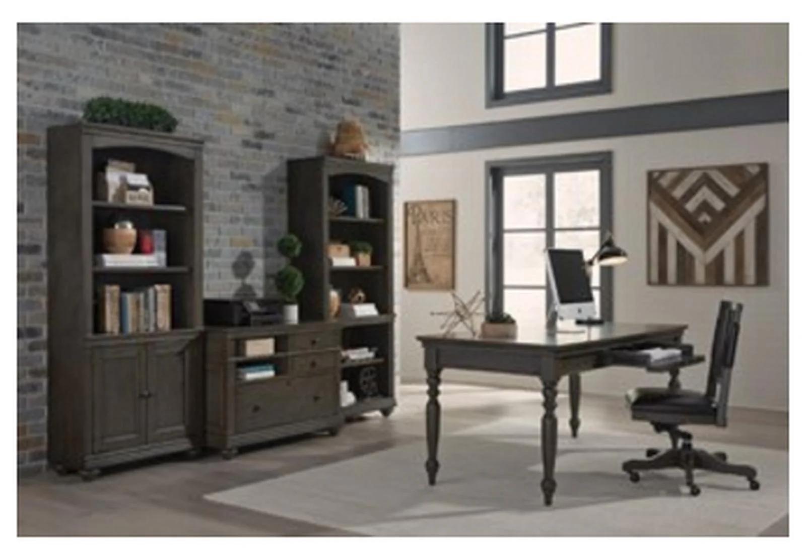 Aspenhome Oxford 72" Writing Desk in Peppercorn - Image 3