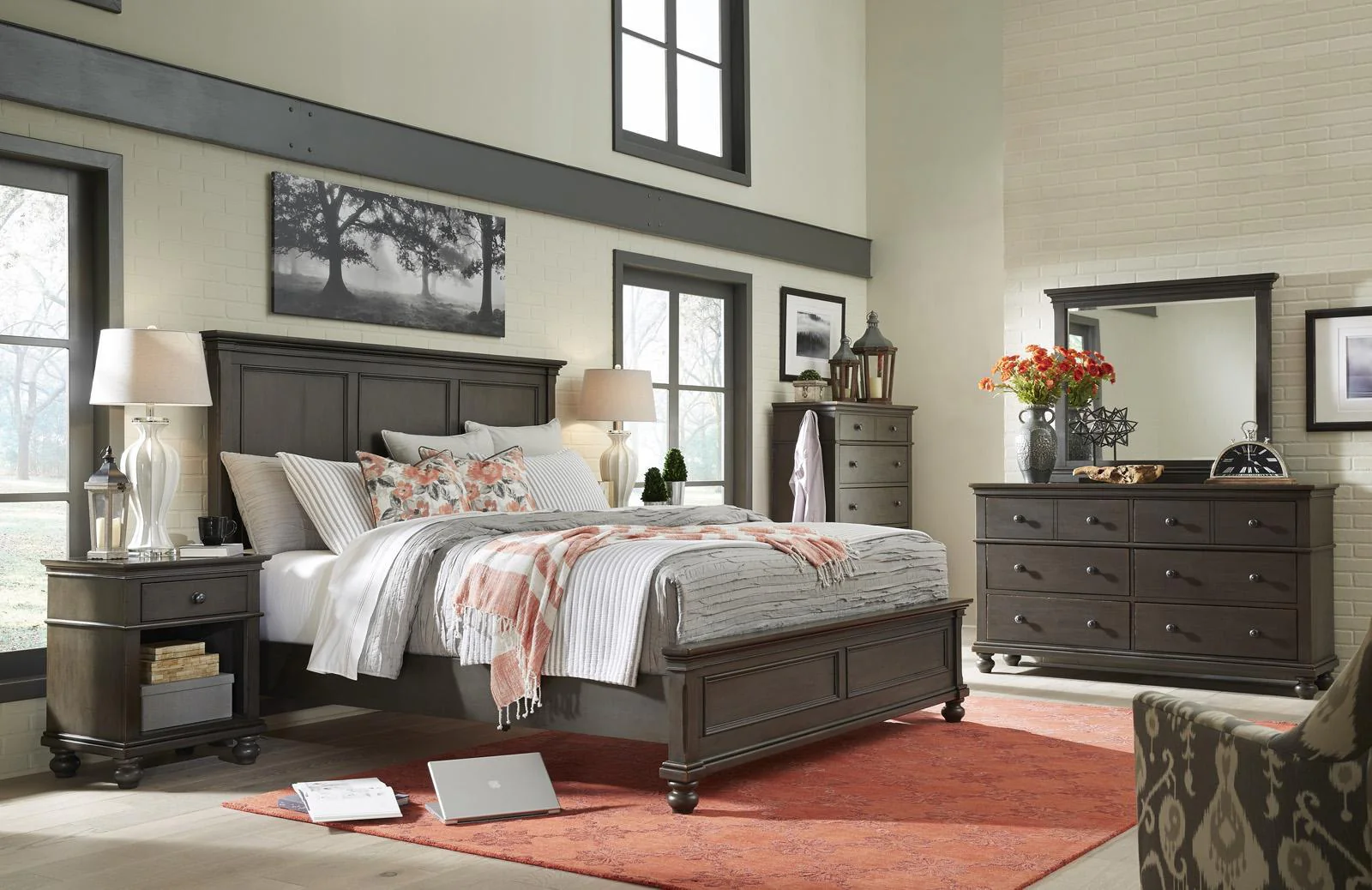Aspenhome Oxford King Panel Bed in Peppercorn - Image 2