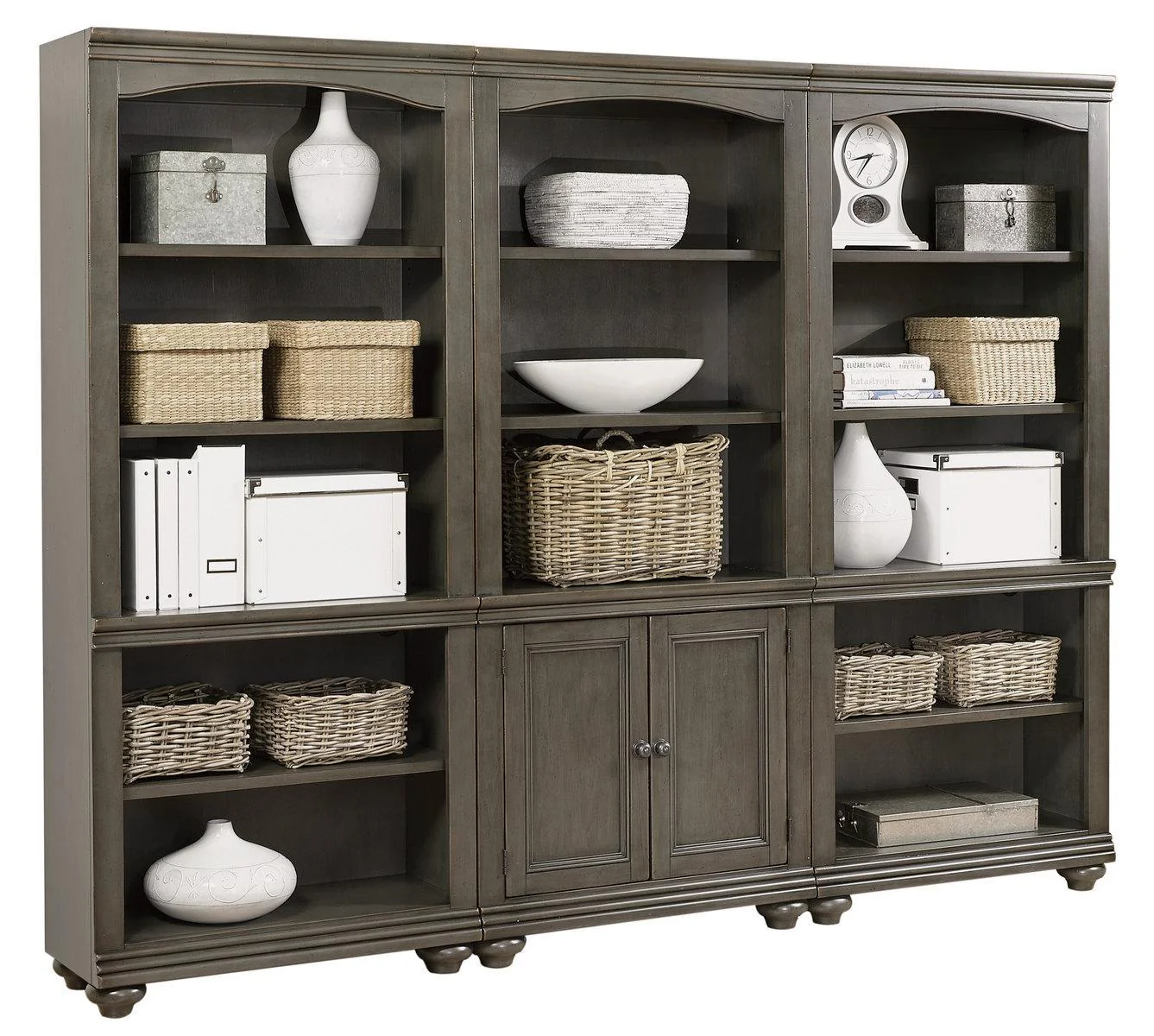 Aspenhome Oxford Open Bookcase in Peppercorn - Image 3
