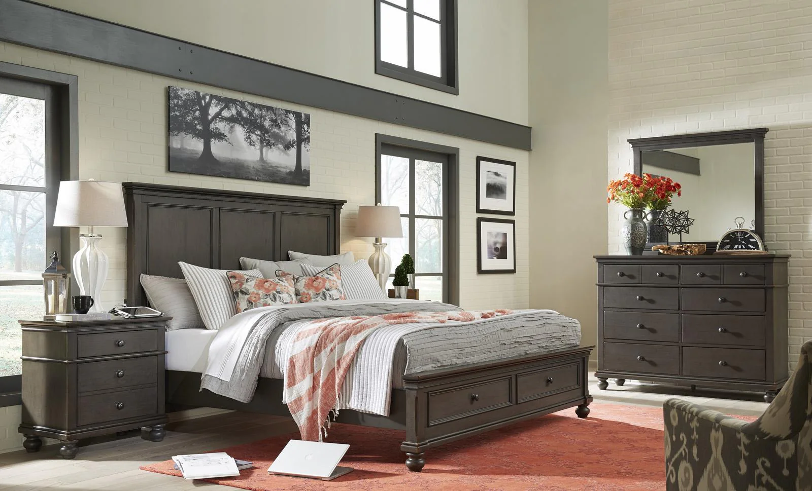 Aspenhome Oxford Queen Panel Storage Bed in Peppercorn - Image 2