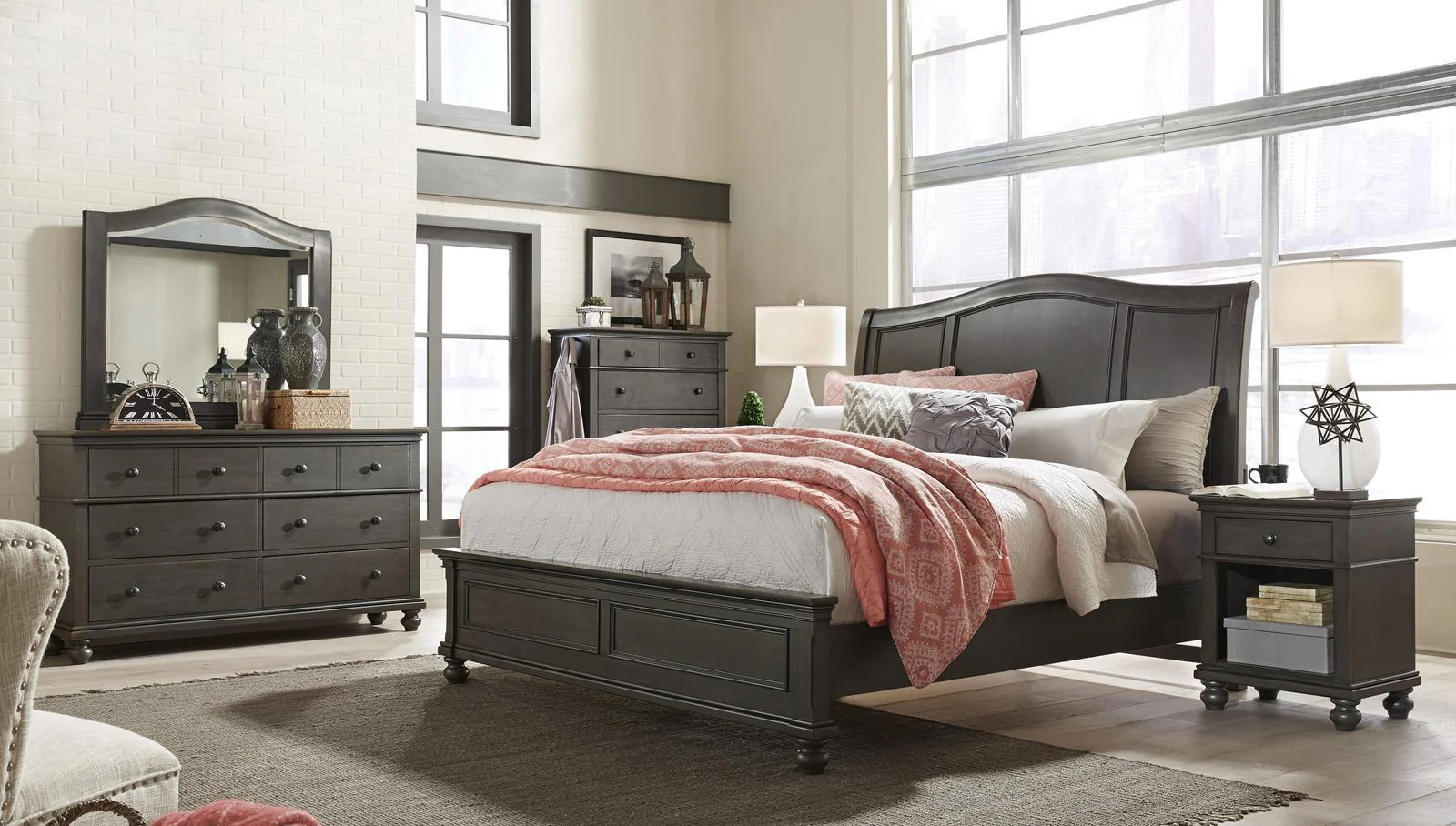 Aspenhome Oxford Queen Sleigh Bed in Peppercorn - Image 2