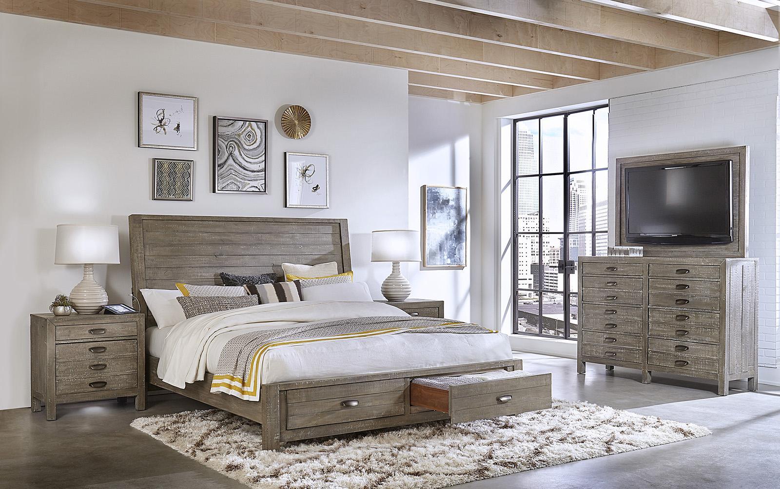 Aspenhome Radiata Queen Sleigh Storage Bed in River Rock - Image 4