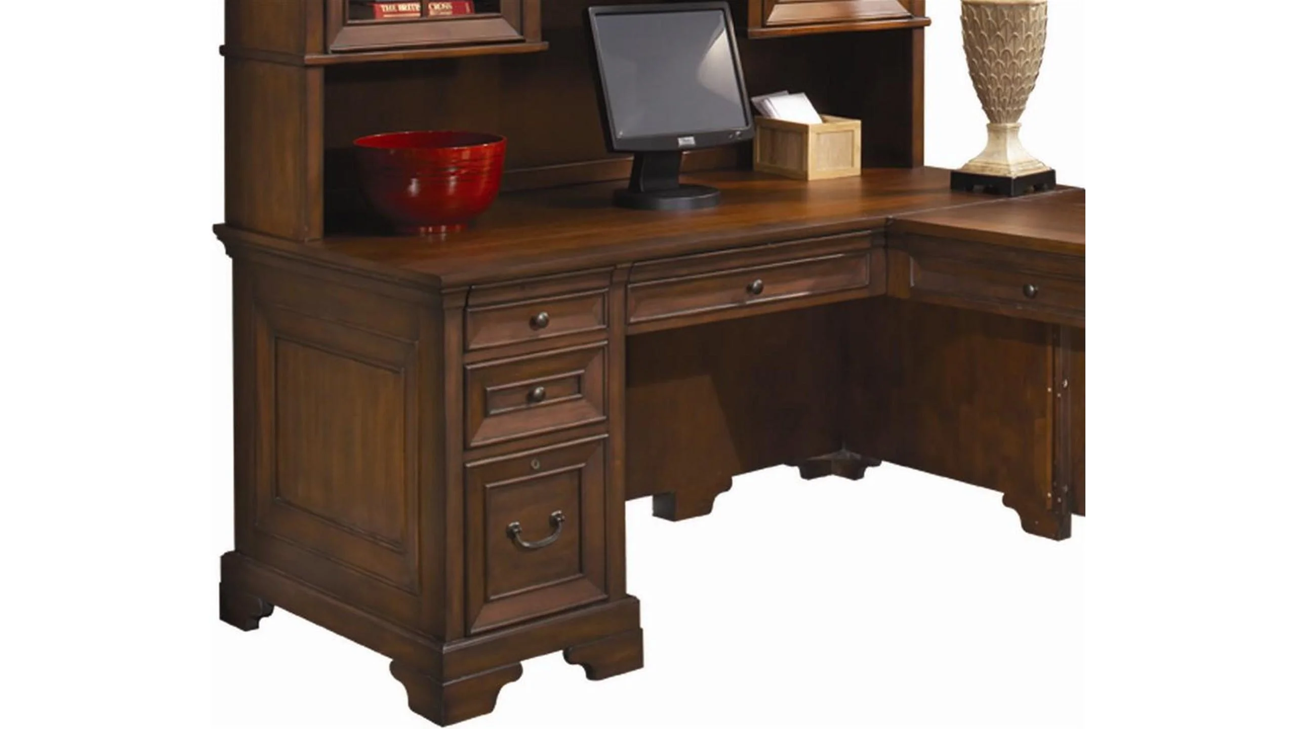 Aspenhome Richmond 66" Computer L-Shaped Desk  in Charleston Brown/308 - Image 2