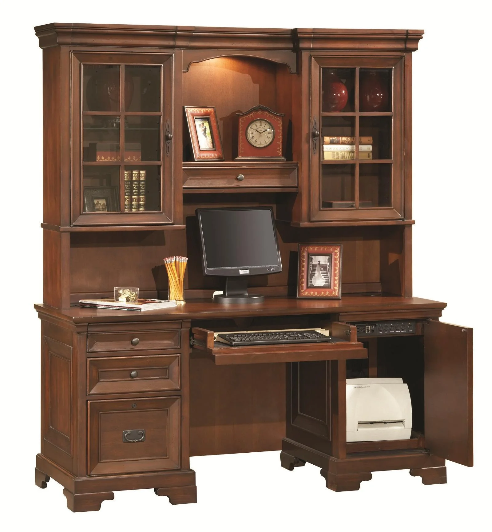 Aspenhome Richmond 66" Credenza Desk in Charleston Brown - Image 2
