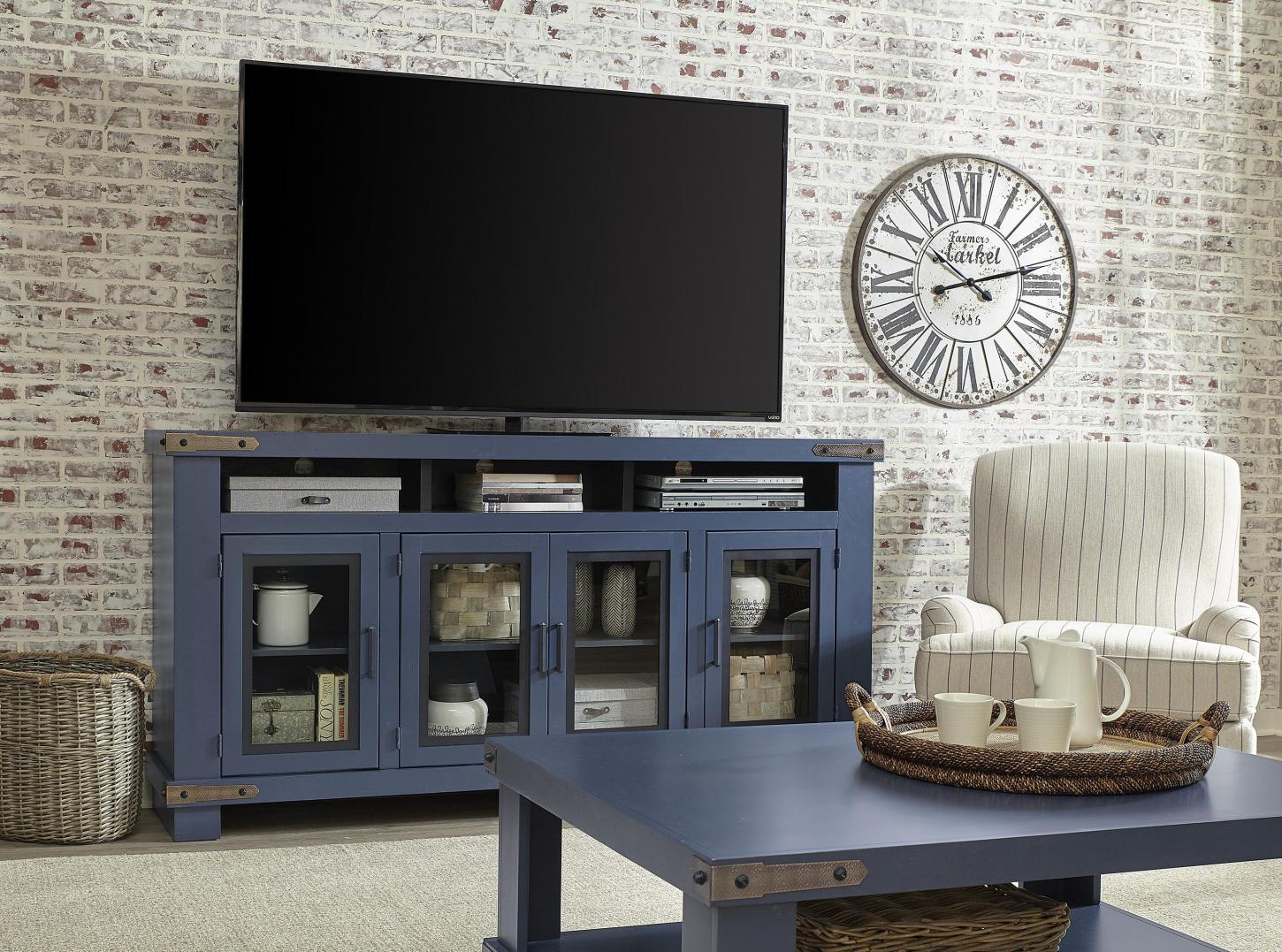 Aspenhome Sawyer 78"Highboy Console in Malta Blue - Image 2