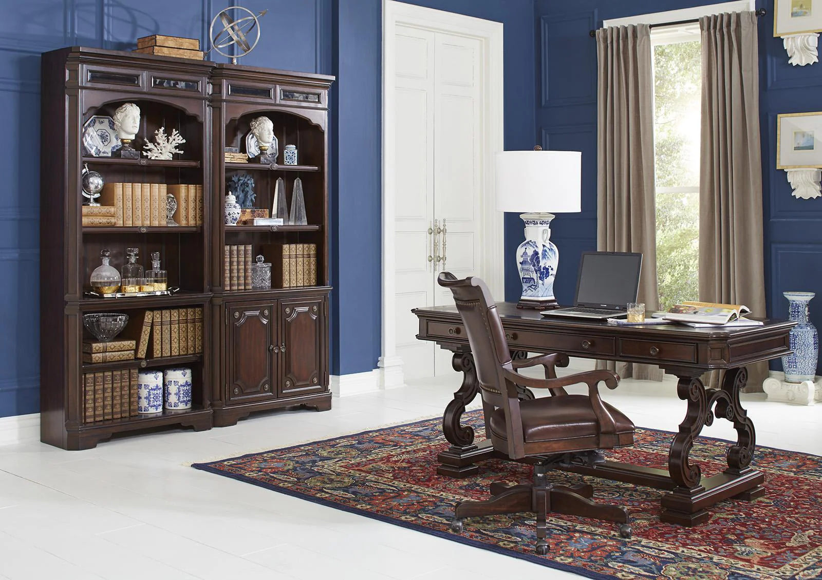 Aspenhome Sheffield 66" Writing Desk in Warm Rubbed Brown - Image 4
