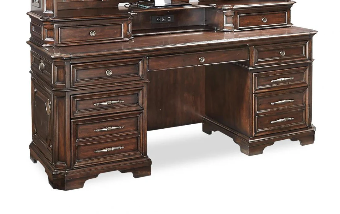 Aspenhome Sheffield 75" Credenza Desk in Warm Rubbed Brown - Image 3