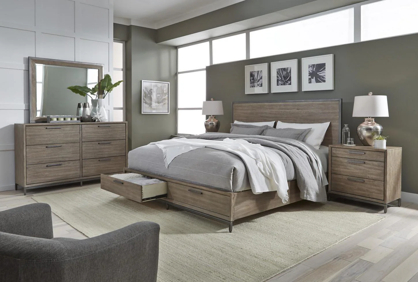 Aspenhome Trellis 3 Drawer Nightstand in Desert Brown - Image 2