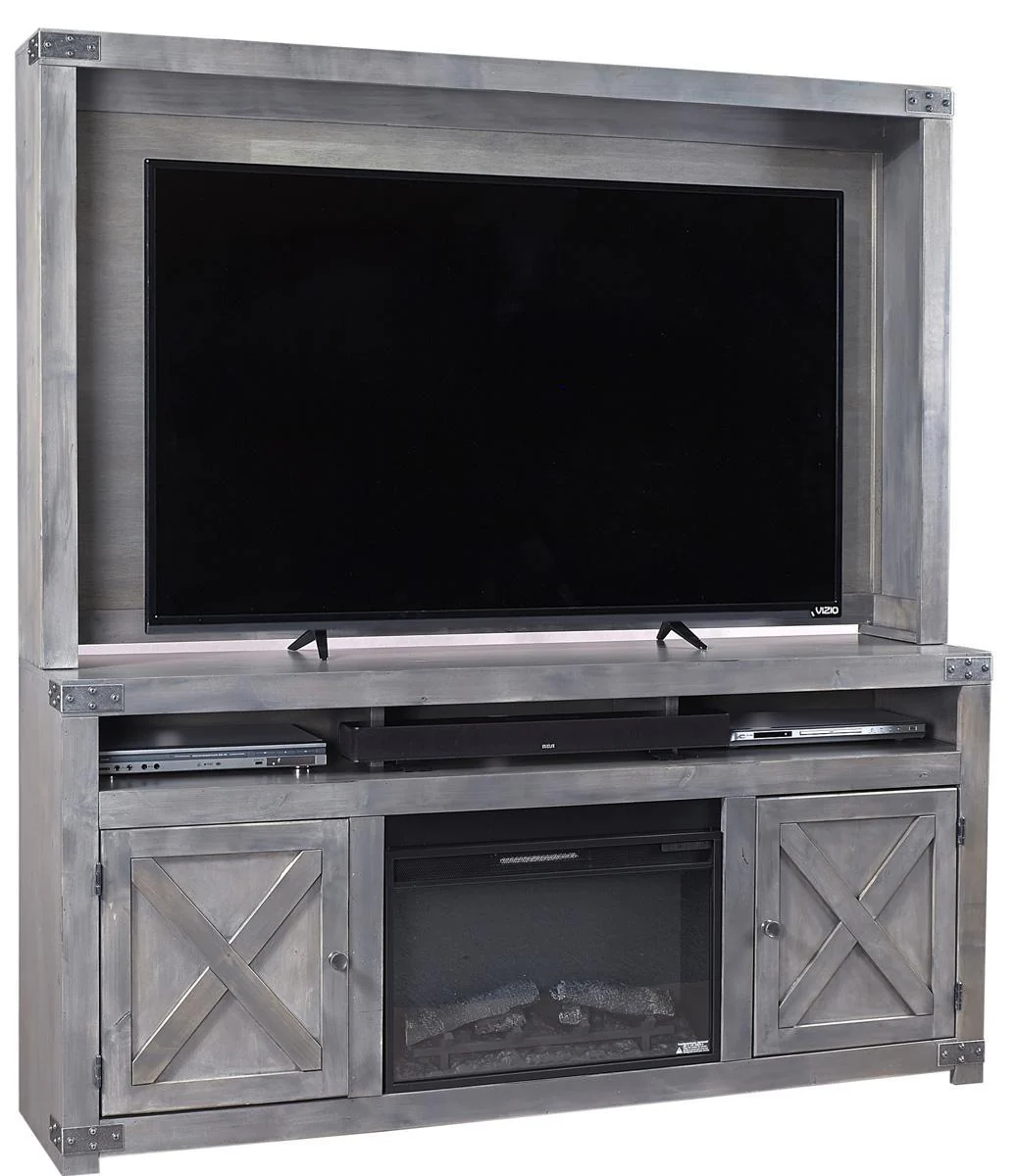Aspenhome Urban Farmhouse 72" Fireplace Console in Grey - Image 2