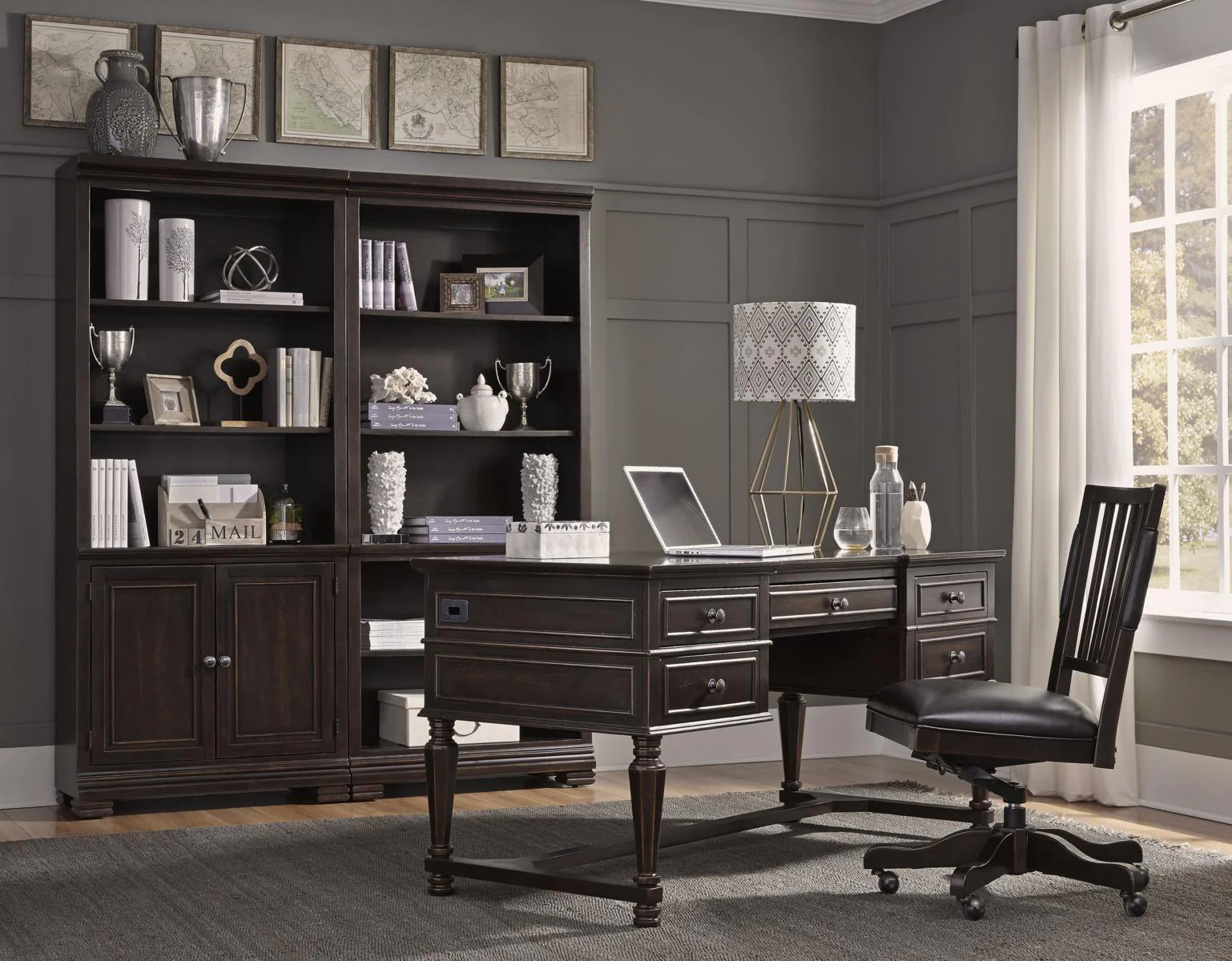Aspenhome Weston 60" Half Pedestal Desk in Brown - Image 3