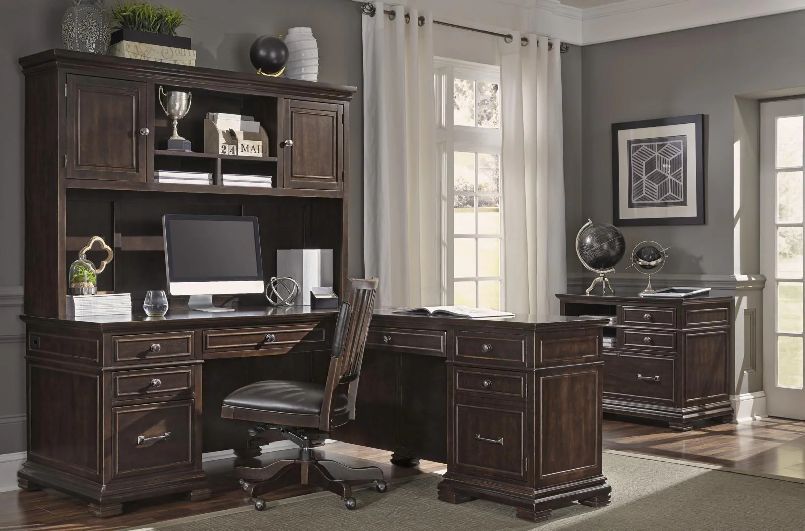 Aspenhome Weston 66" Desk and 48" Return Desk in Brown I35-307/308 - Image 3