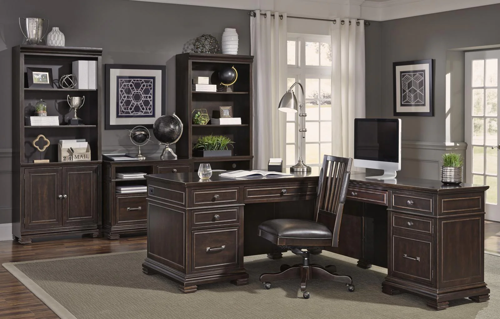 Aspenhome Weston 66" Desk and 48" Return Desk in Brown I35-307/308 - Image 4