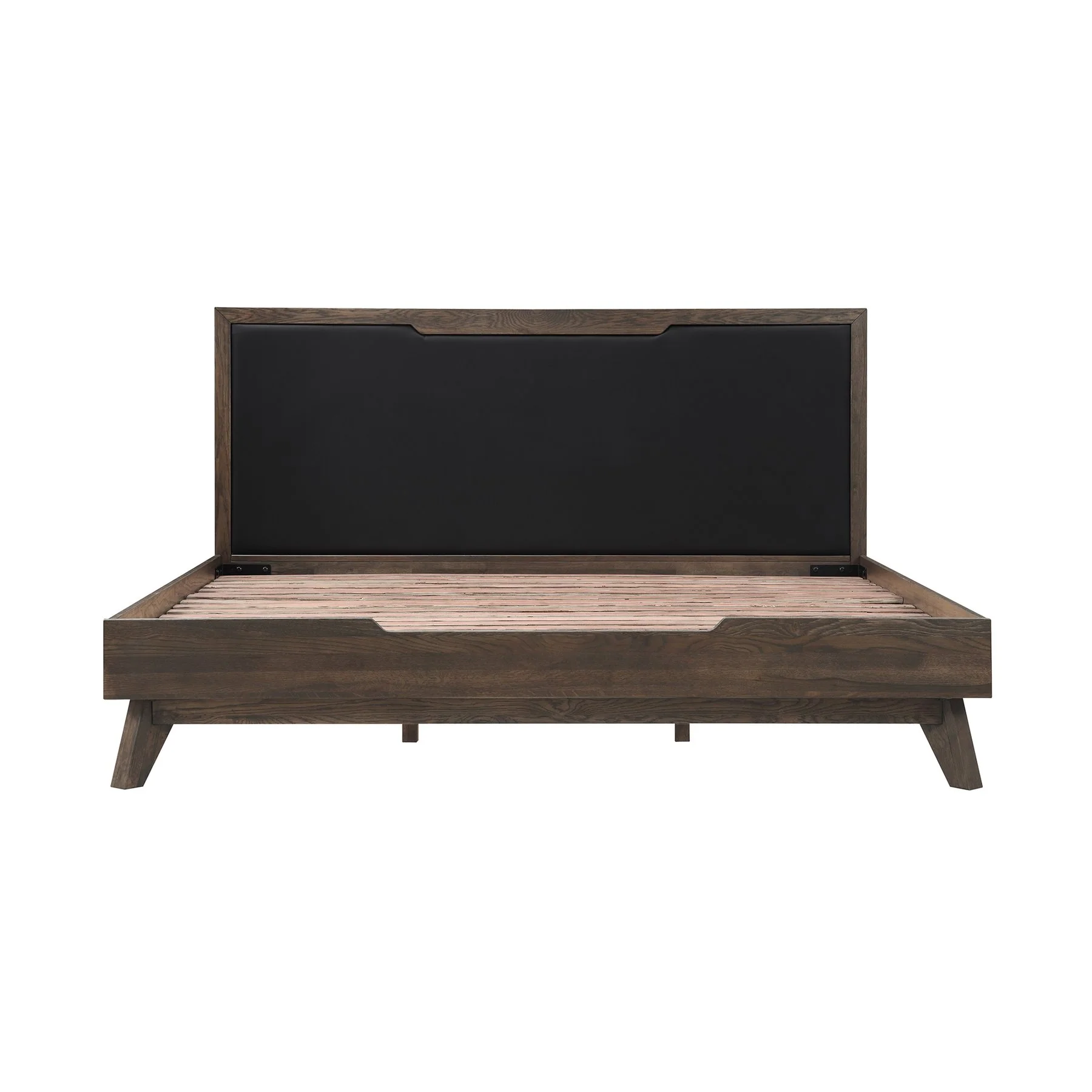 Astoria 4 Piece King Bedroom Set in Oak with Black Faux Leather - Image 2